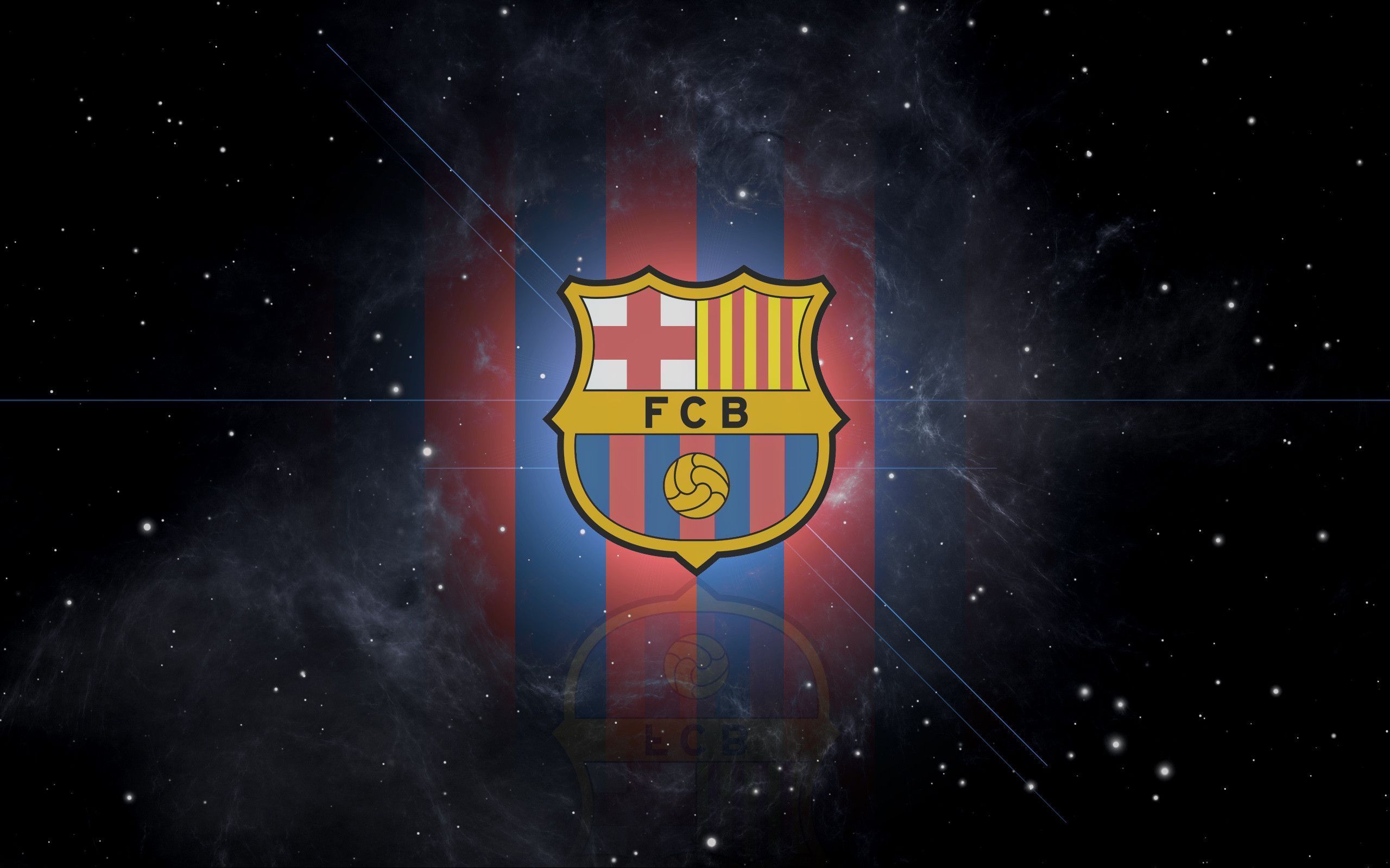 Logo FC Barcelona su sfondo spaziale, 2560x1600 2K+, Laptop