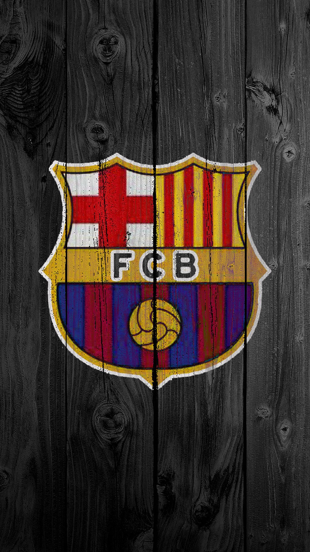 Logo FC Barcelona su legno, 1080x1920 Verticale, Mobile