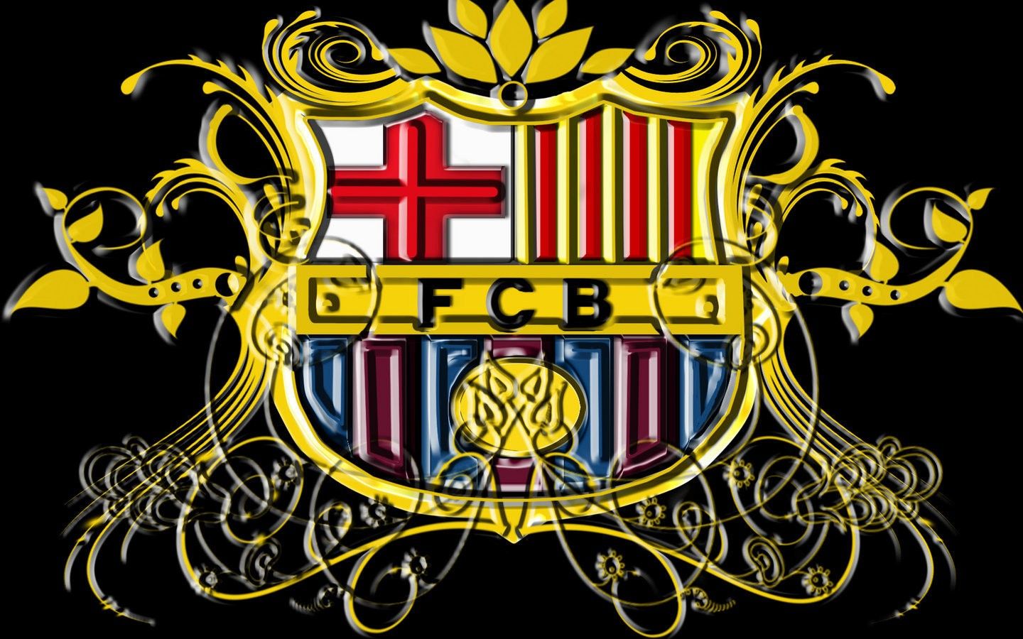 Logo FC Barcelona ornamentale dorato, 1440x900 720p, MacBook Air