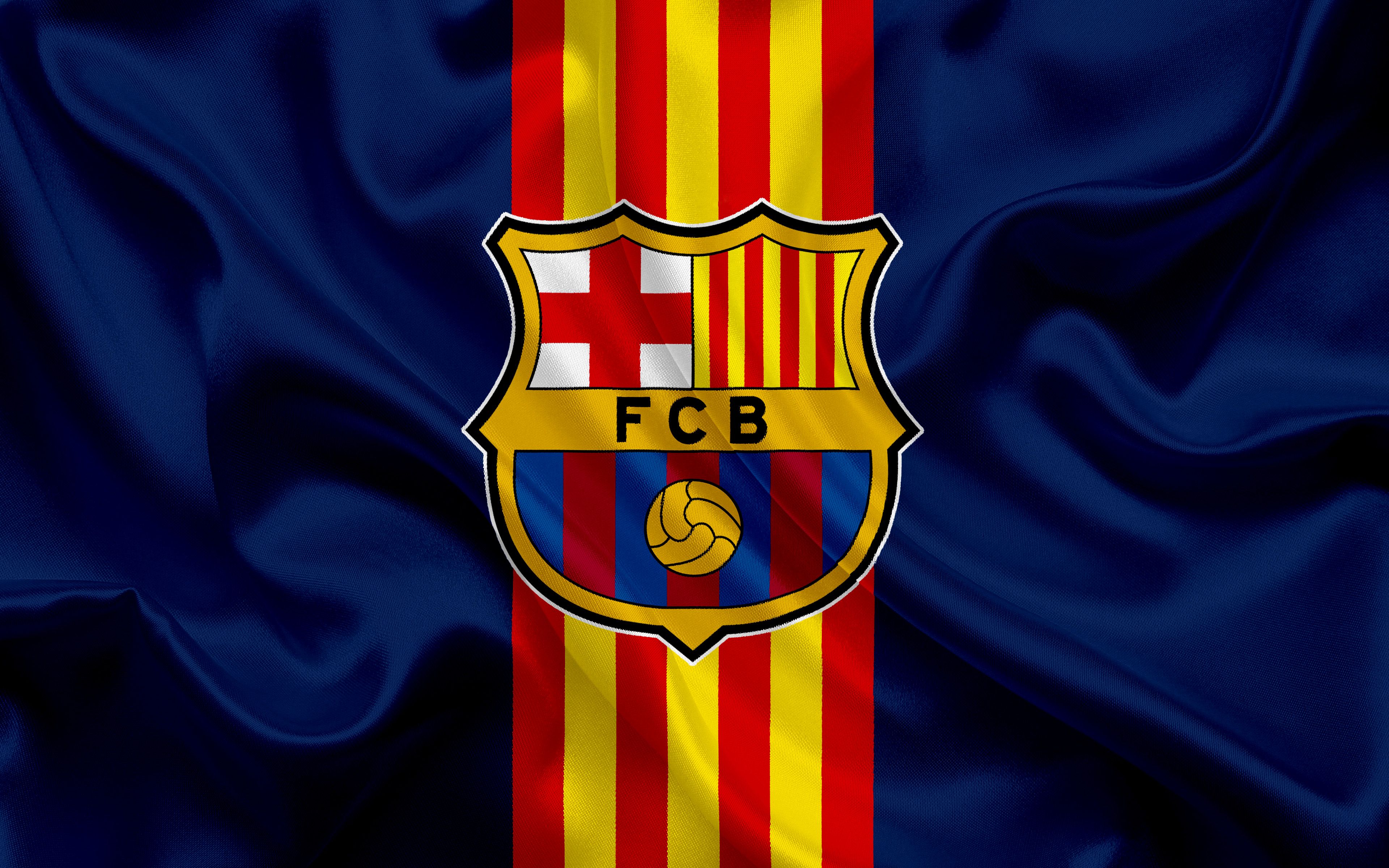 Logo FC Barcelona su seta, 3840x2400 4K, Desktop 4K