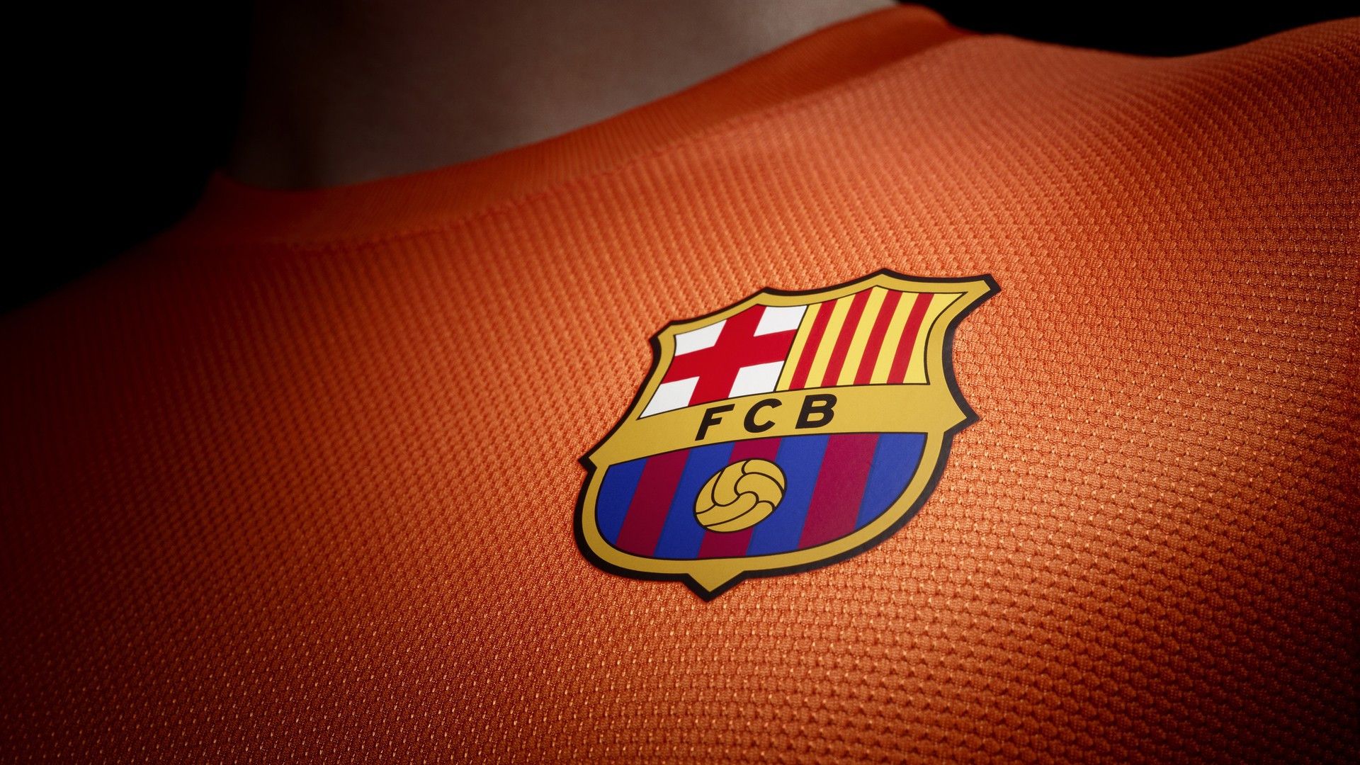 Logo FC Barcelona su maglia arancione, 1920x1080 1080p, Laptop