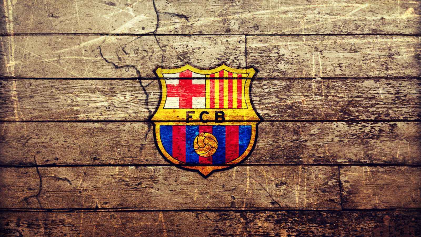 Logo FC Barcelona su legno, 1600x900 900p, Desktop