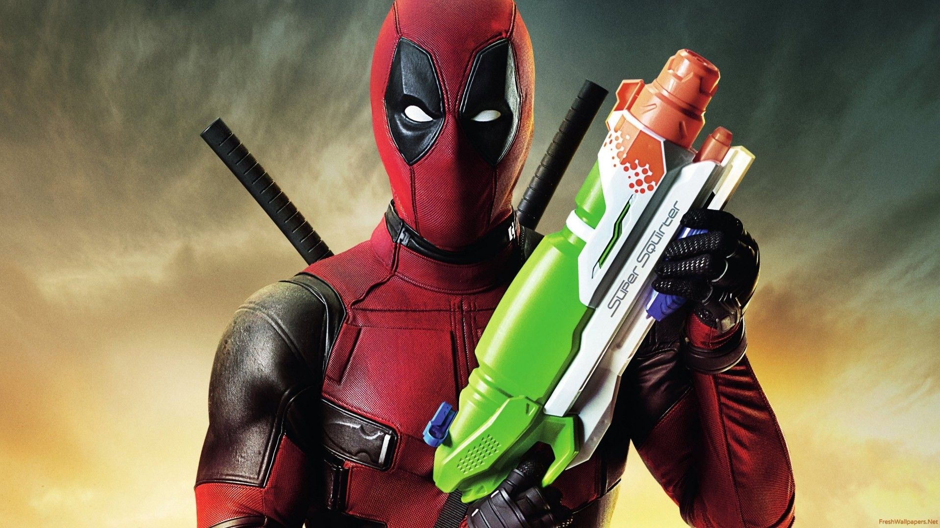 Deadpool con pistole giocattolo, 1920x1080 1080p, PC