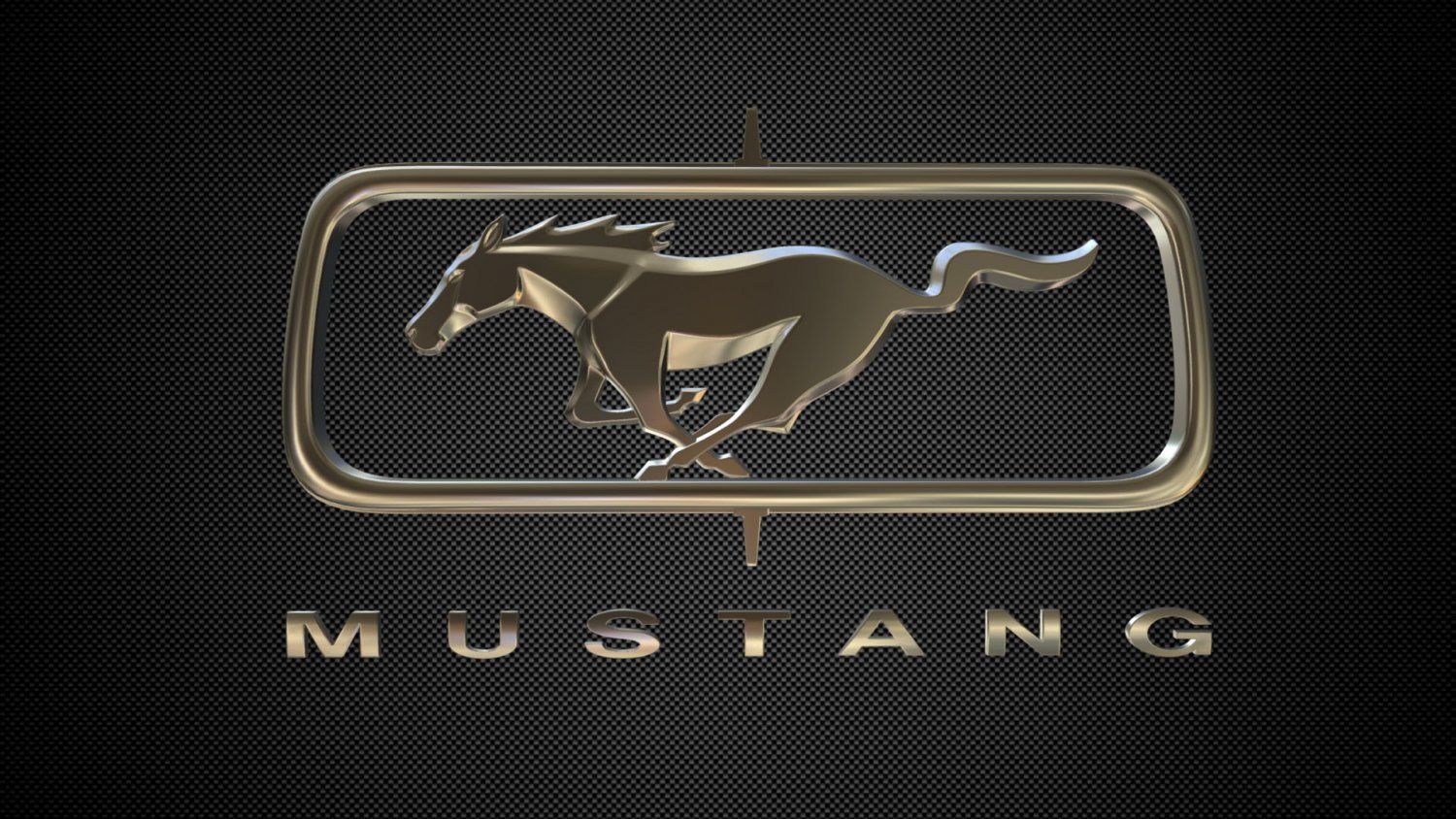 Logo Ford Mustang cavallo dorato, 1500x844 HD, Desktop