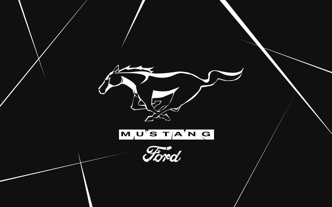 Logo Ford Mustang bianco nero, V8, 1131x707 HD, PC