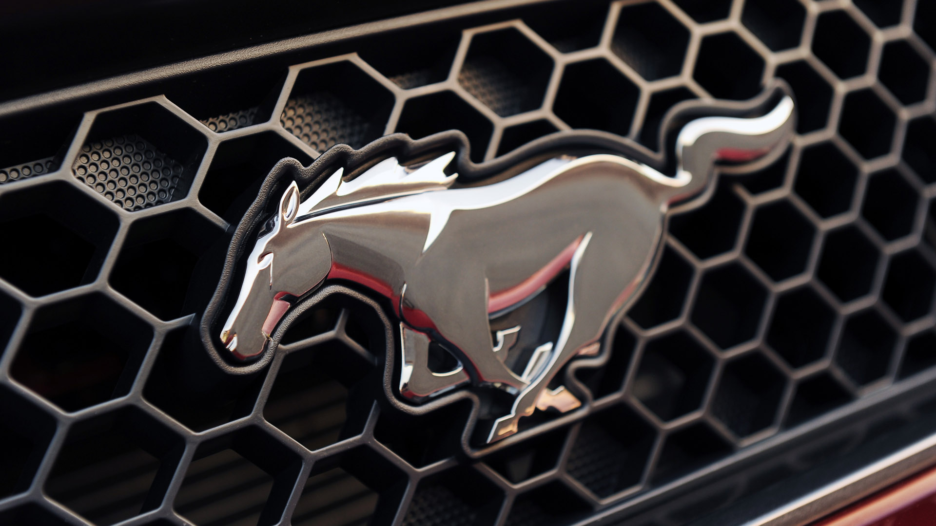 Logo Ford Mustang cromato griglia, 1920x1080 1080p, Desktop