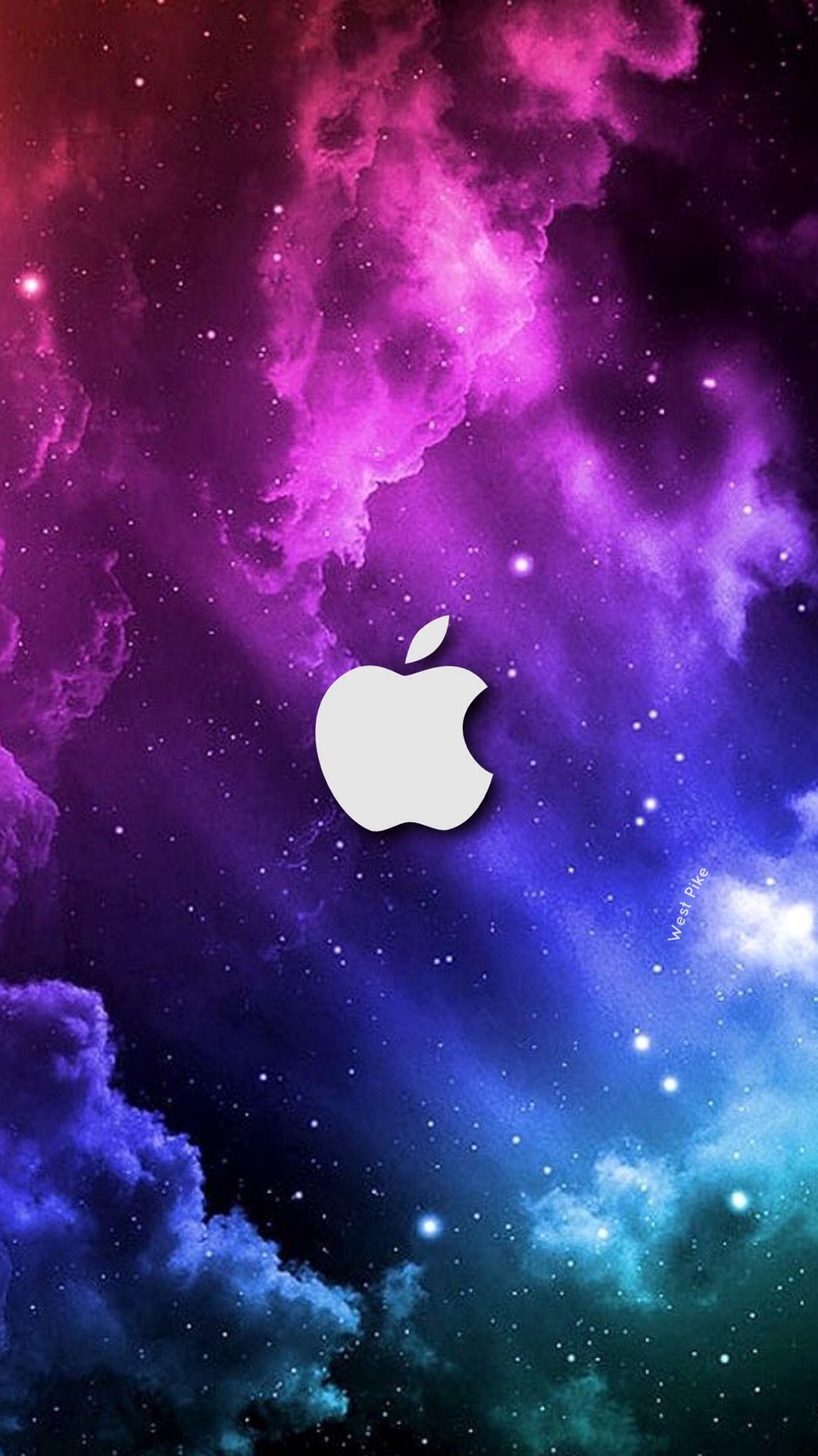 Logo Apple su galassia stellata, azienda tech, 2880x2160 2K, Desktop