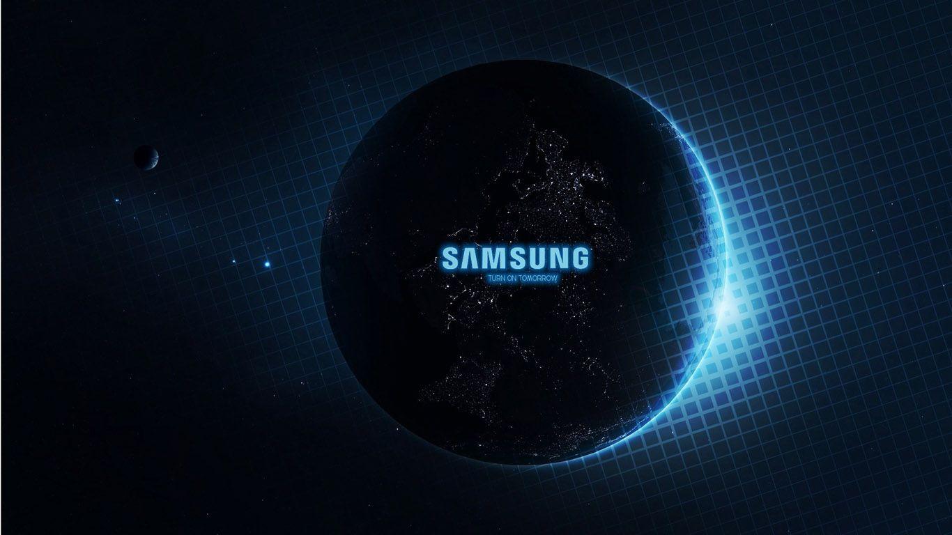 Logo Samsung pianeta terra blu, 1366x768 720p, Laptop