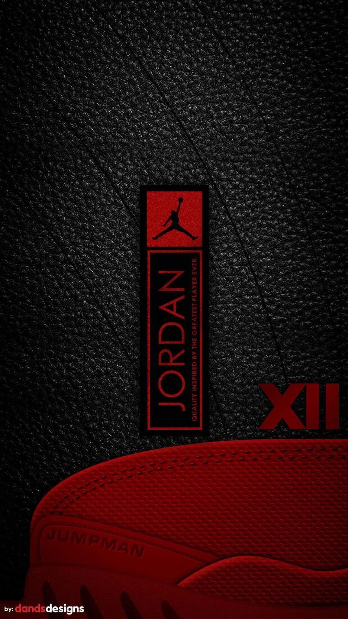 Logo Jordan pelle nera rossa, 1152x2048 Verticale, iPhone