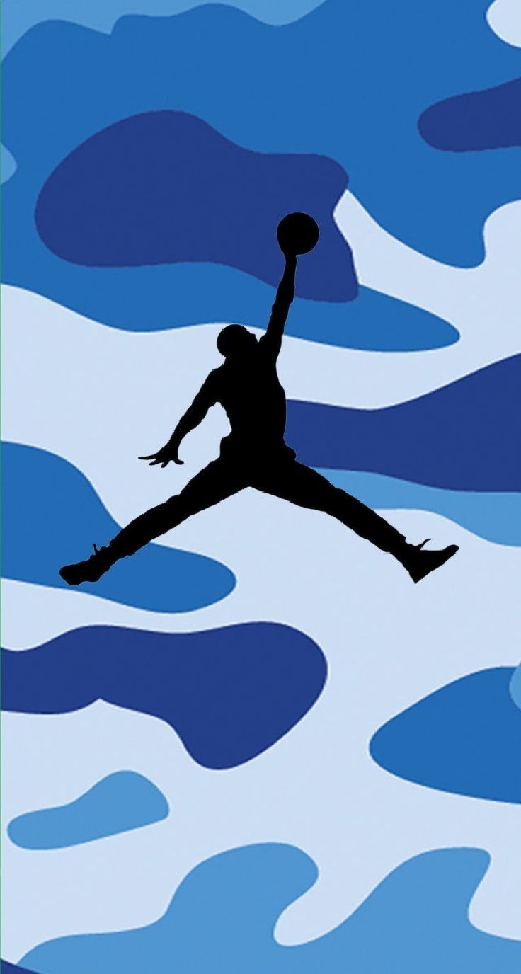 Logo Jordan Flight su camouflage blu, 736x1376 Full HD Verticale, Samsung Galaxy
