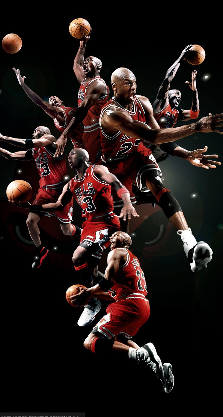 Michael Jordan sequenza schiacciate, Chicago Bulls, 744x1392 Verticale, iPhone Pro