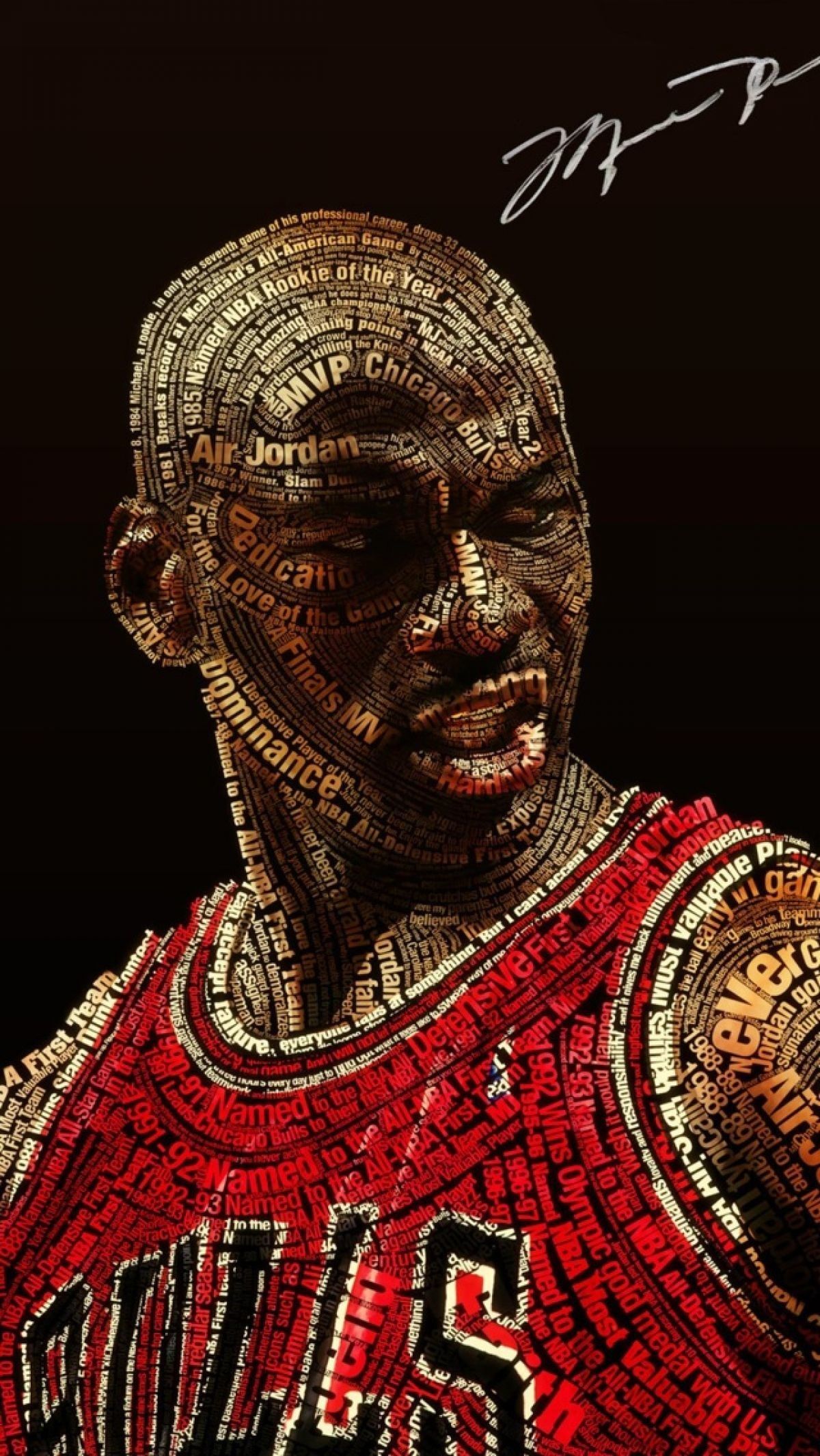 Ritratto Michael Jordan Bulls typography, Chicago Bulls, 1200x2130 Verticale, iPhone Pro