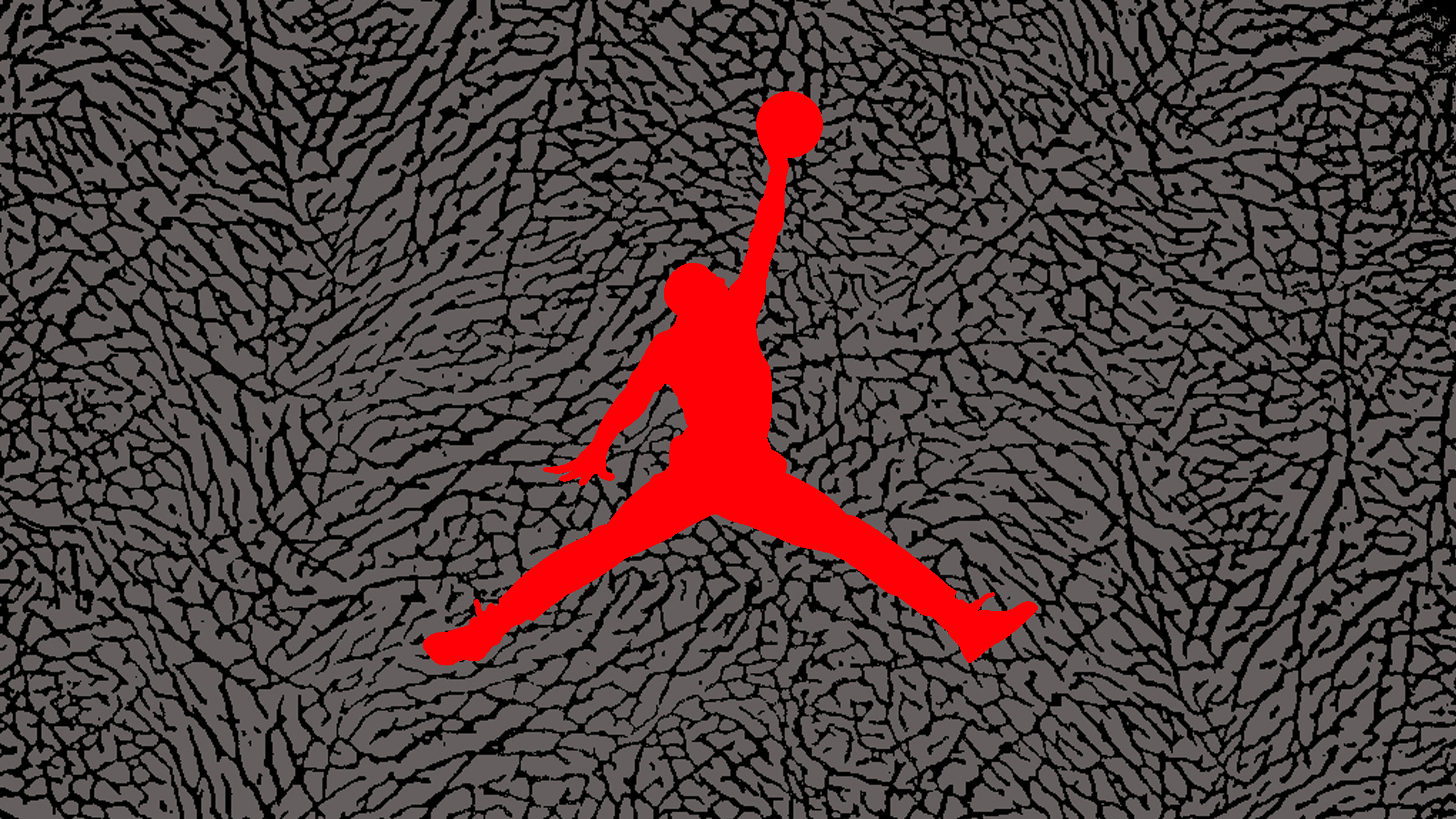 Logo Jordan rosso su texture grigia, 3840x2160 4K Ultra HD, Monitor 4K