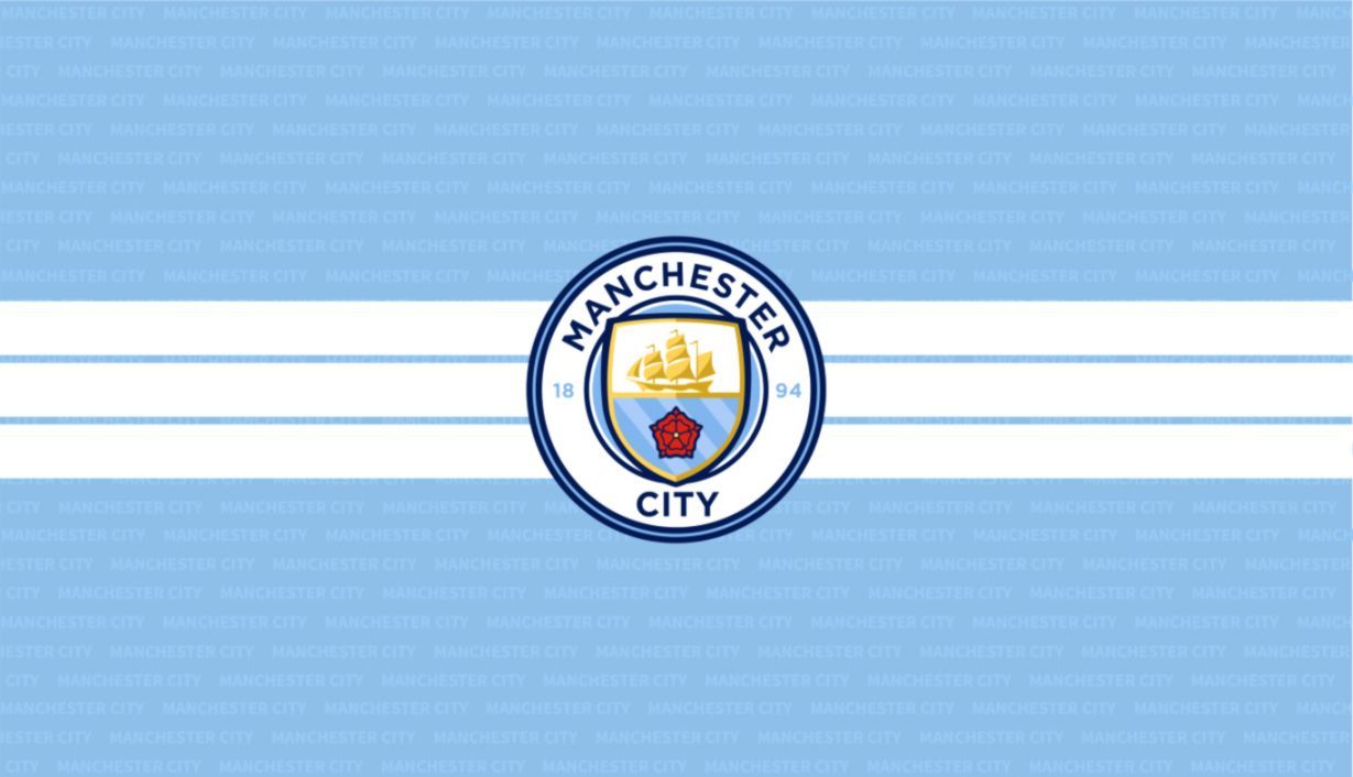 Logo Manchester City sfondo azzurro, 1229x706 HD, Desktop