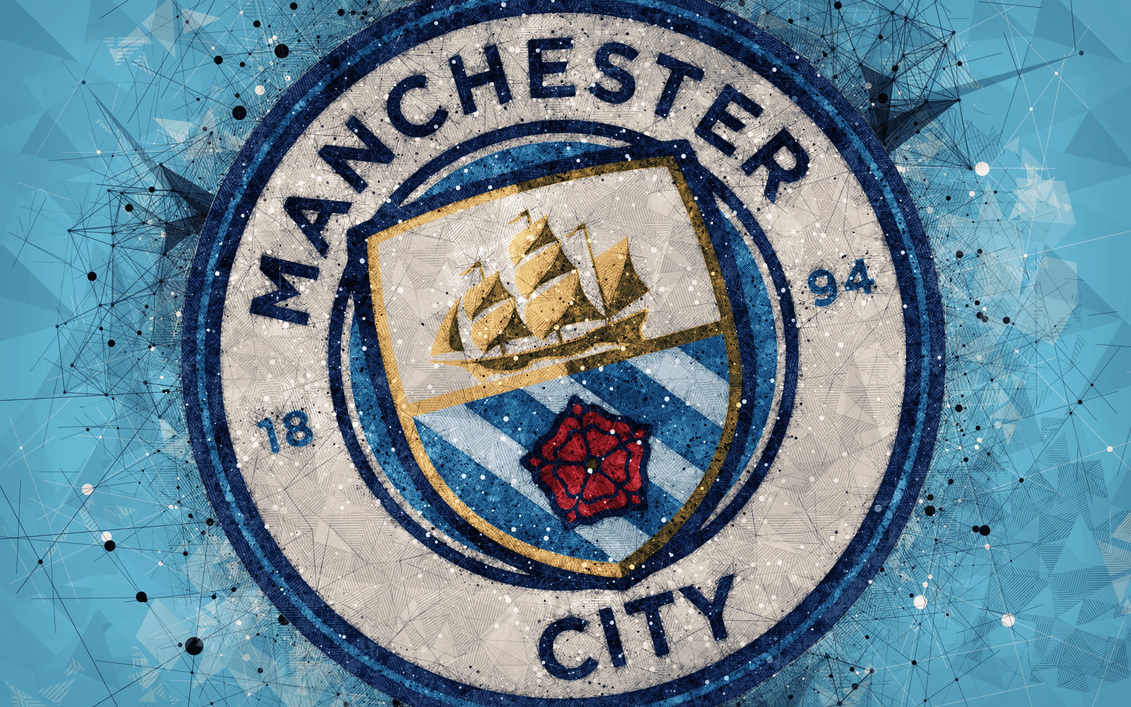 Logo Manchester City stemma blu, 3840x2400 UHD, PC 4K