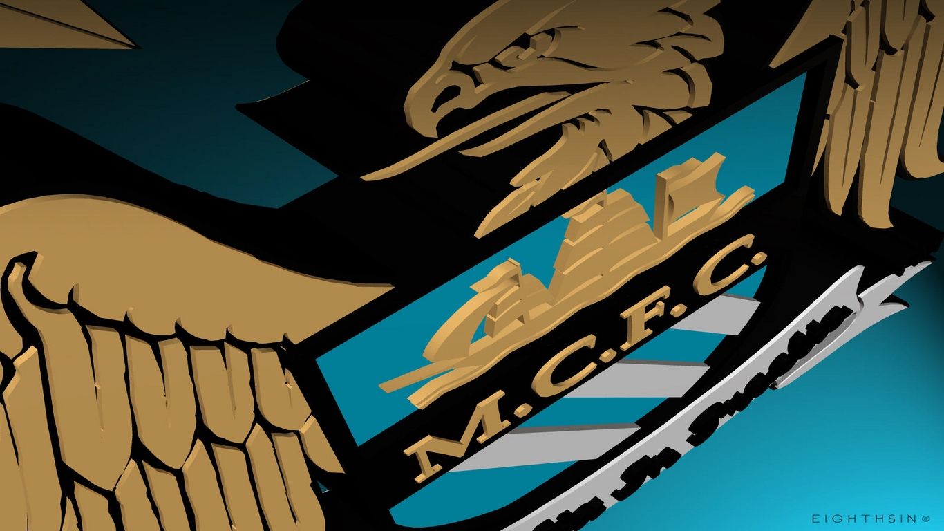 Logo Manchester City sfondo blu, 3440x1440 Panoramico, Dual Screen