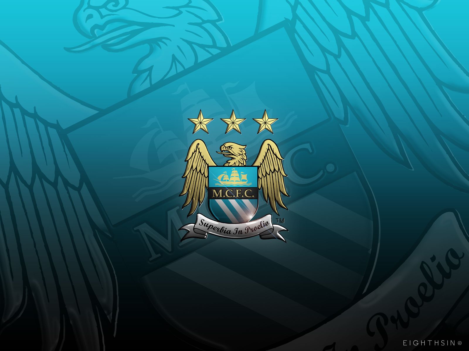 Logo Manchester City 3D, 1366x768 HD, Desktop