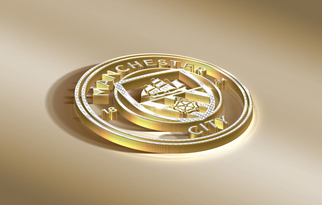 Logo dorato Manchester City, 1332x850 HD, HP Laptop