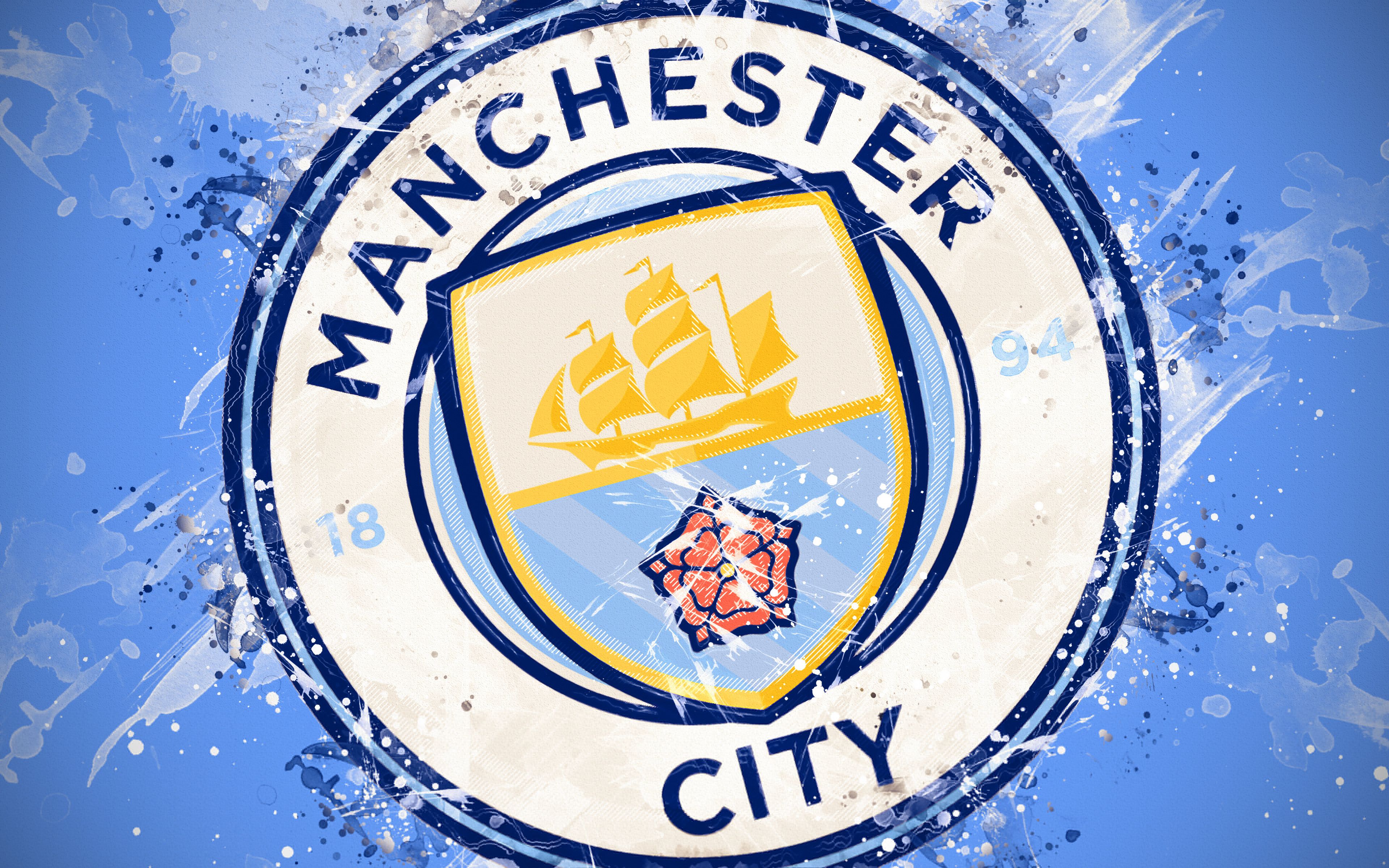 Logo Manchester City su blu, 3840x2400 4K Ultra HD, Monitor 4K