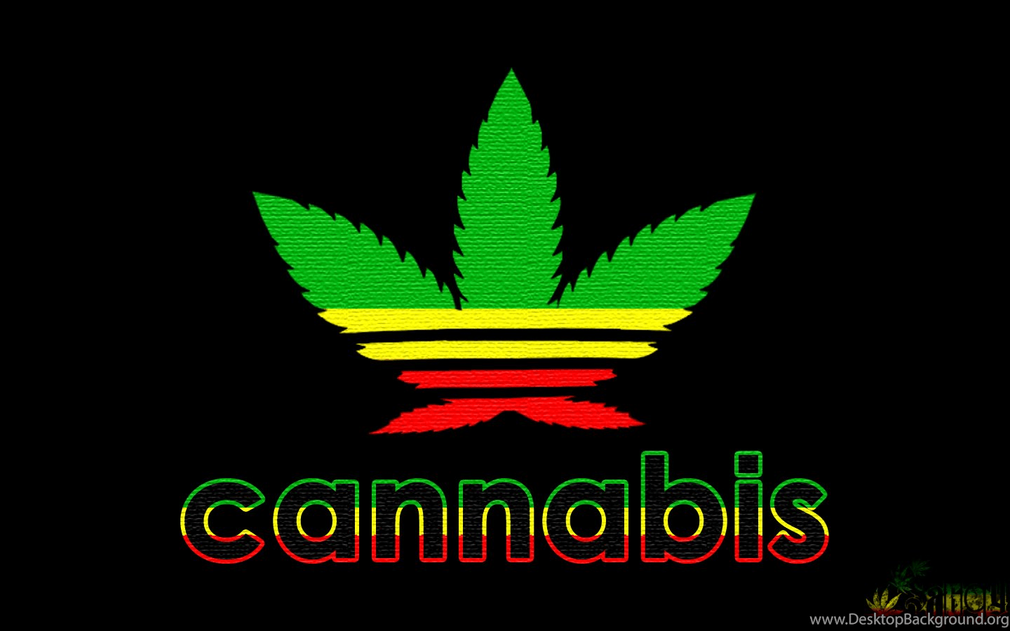 Logo foglia cannabis stile Adidas, tre strisce, 1440x900 720p, PC