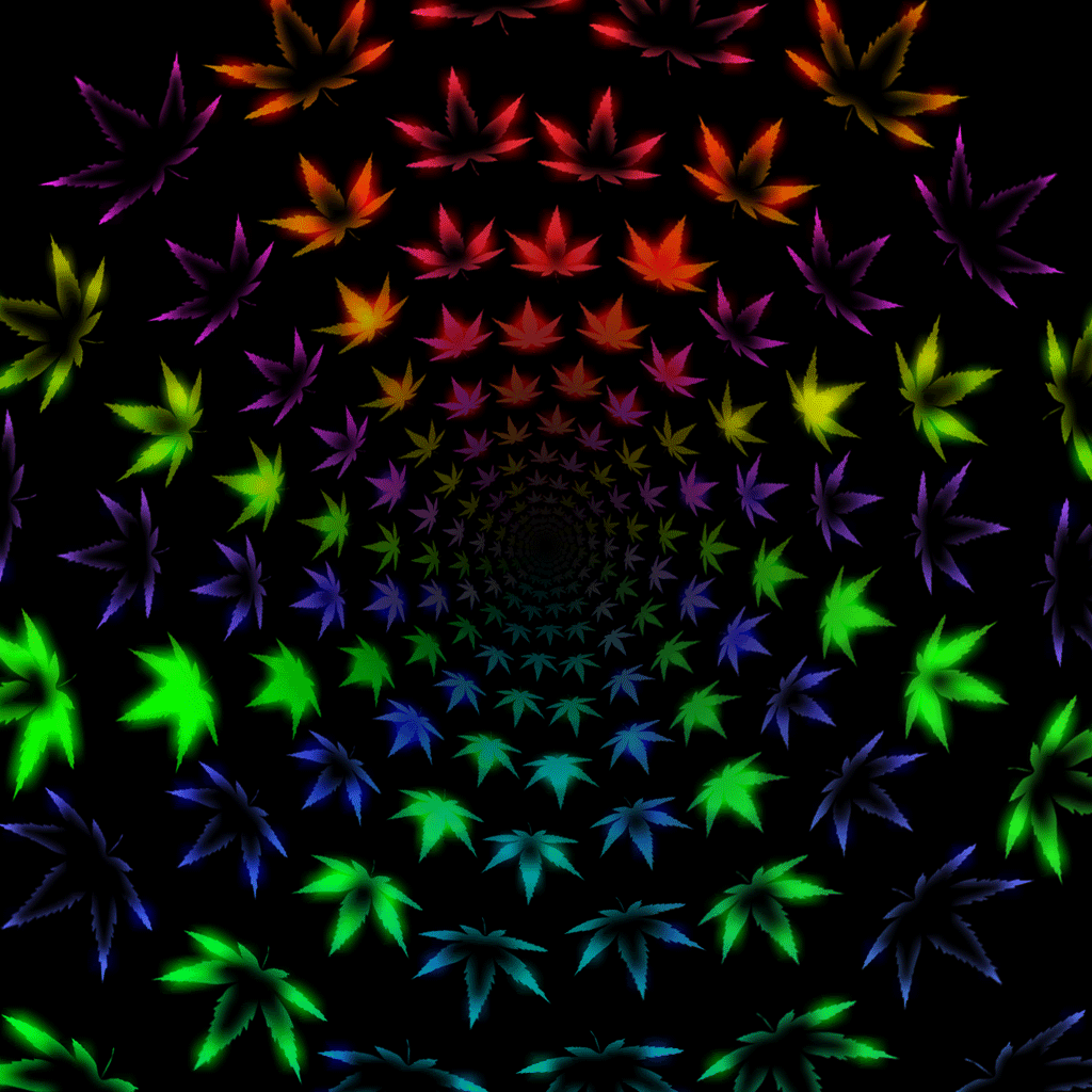 Foglie cannabis arcobaleno spirale, 1024x1024 HD, Desktop