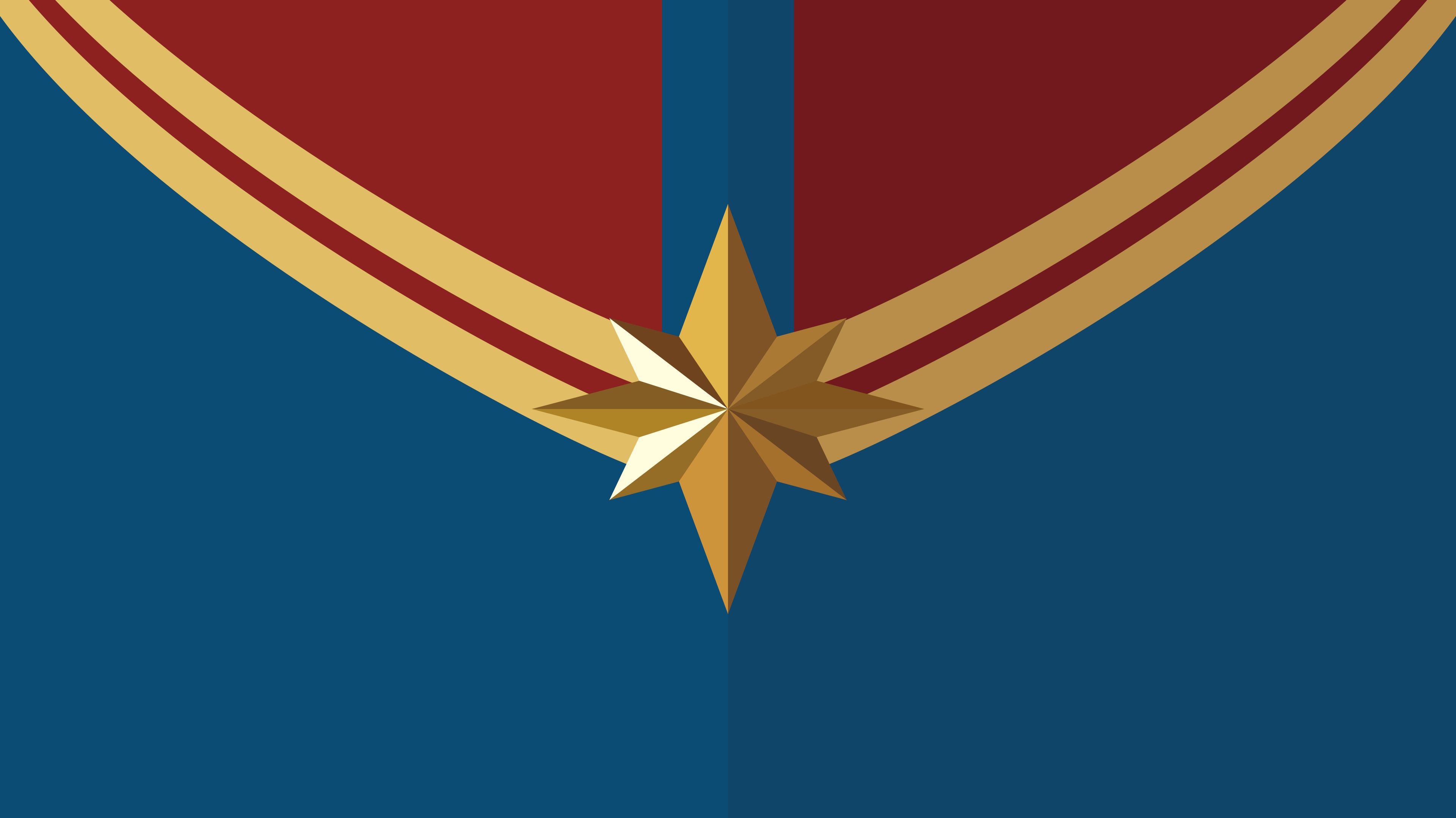 Logo Captain Marvel stella dorata, 3840x2160 4K, PC Desktop