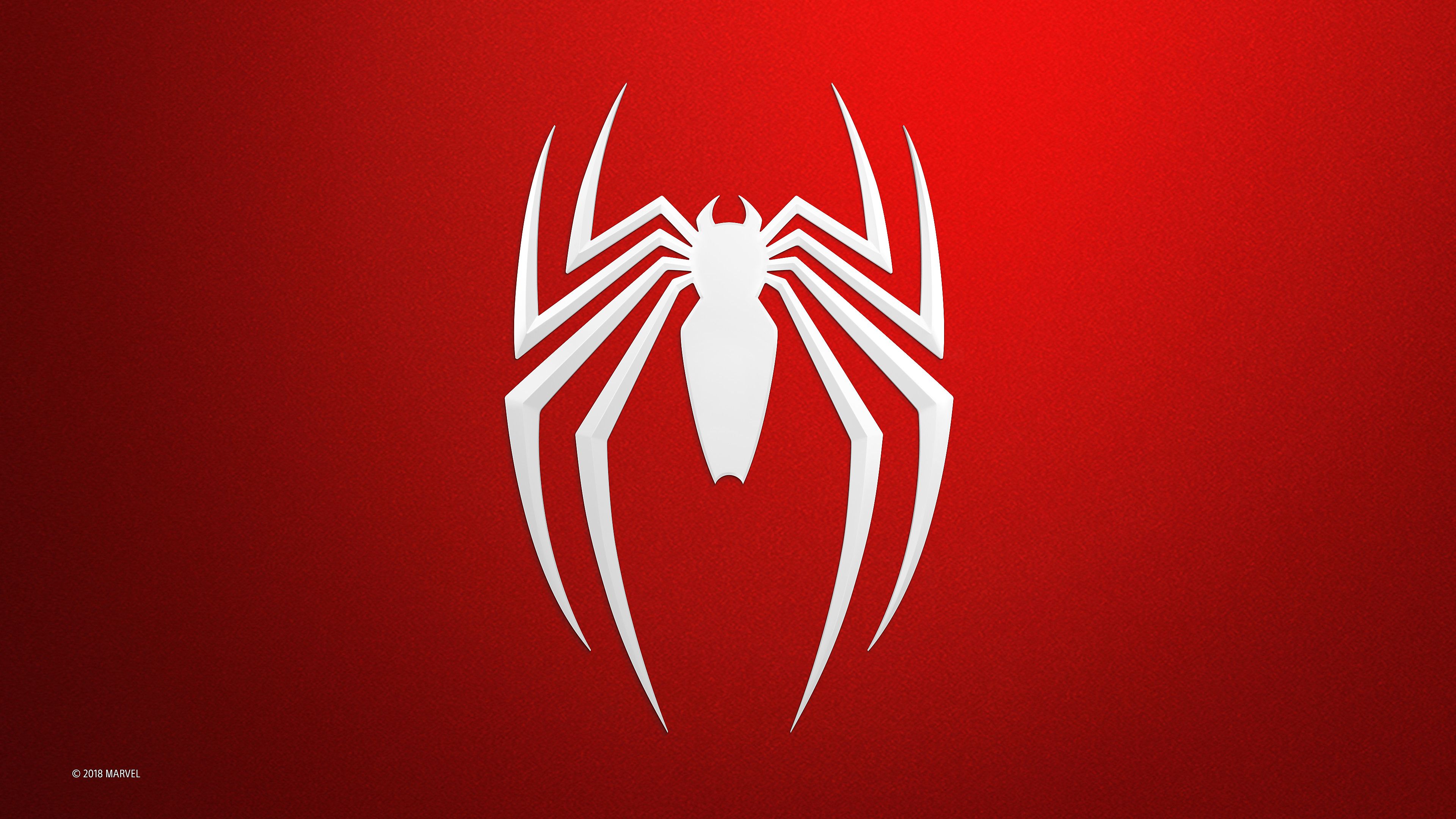 Logo Spider-Man bianco su rosso, Marvel, 3840x2160 4K Ultra HD, Desktop