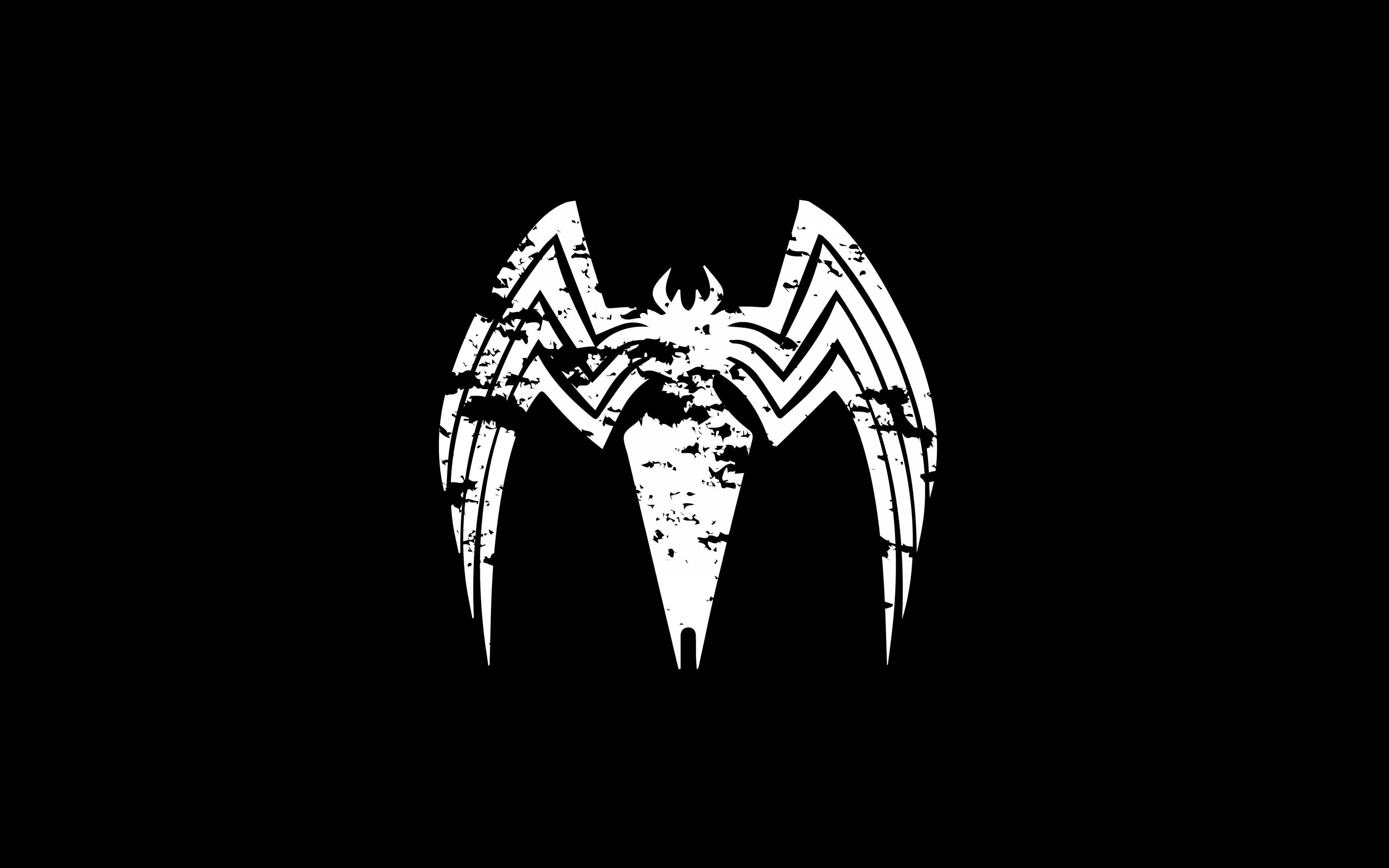 Logo Venom Spider-Man bianco nero, 3840x2400 UHD, Monitor Gaming