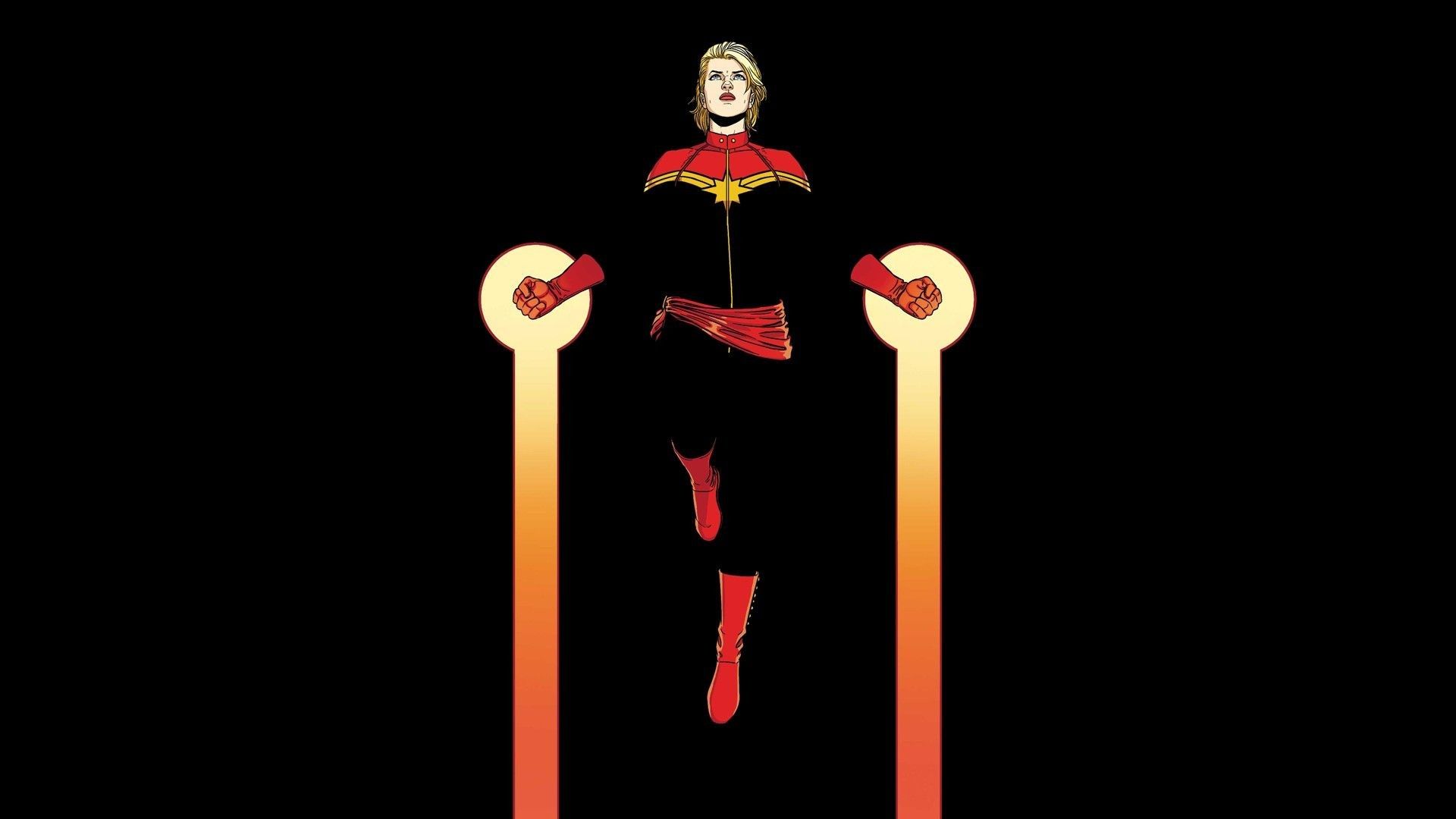 Captain Marvel logo sfondo nero, 1920x1080 Full HD, PC