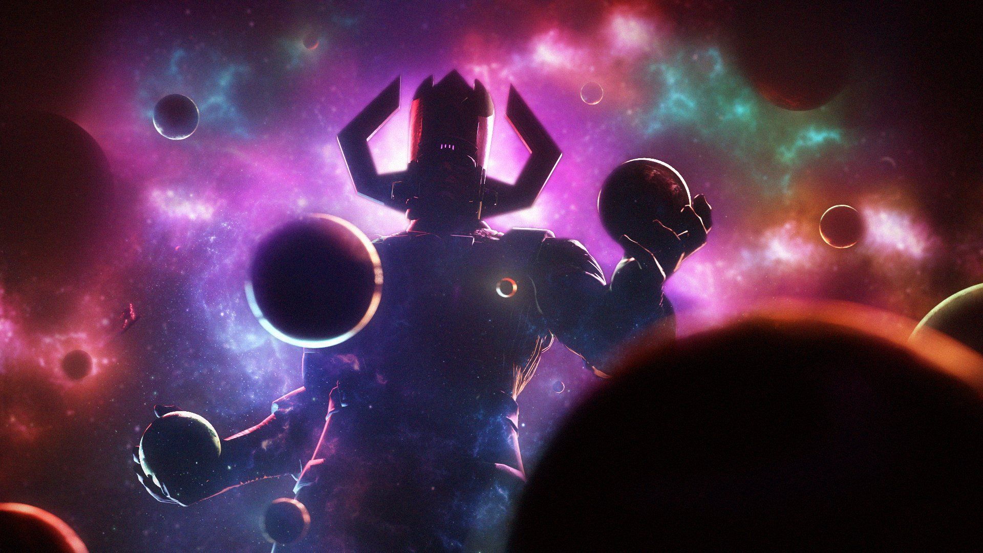 Galactus tra pianeti nebulosa, 1920x1080 1080p, PC
