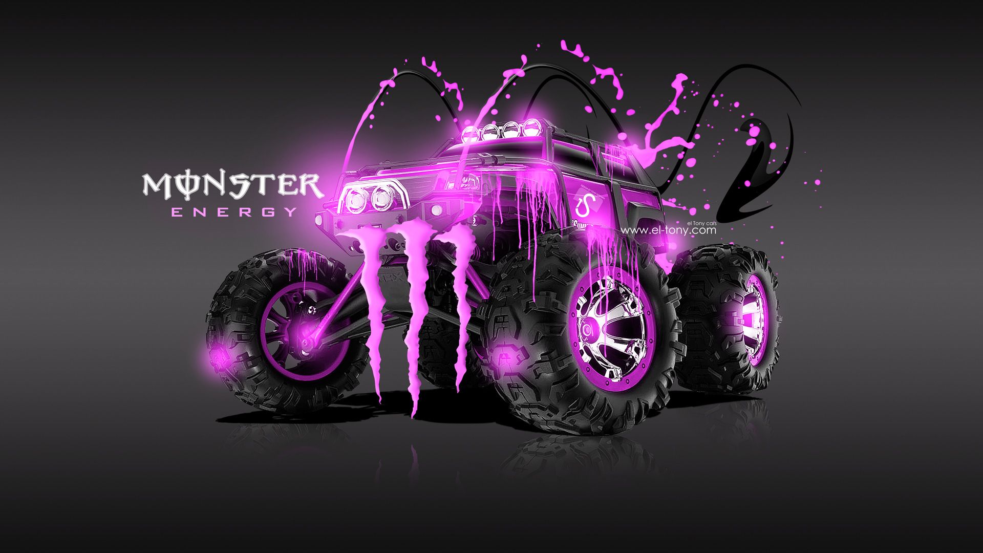 Logo Monster Energy viola auto, 1920x1080 Full HD, Desktop