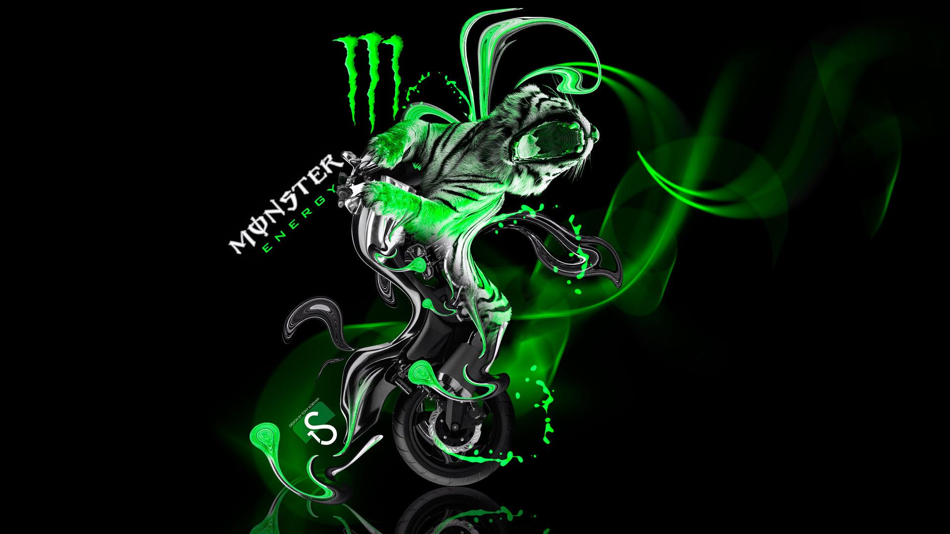 Logo Monster Energy verde fumo, 1920x1080 1080p, Desktop