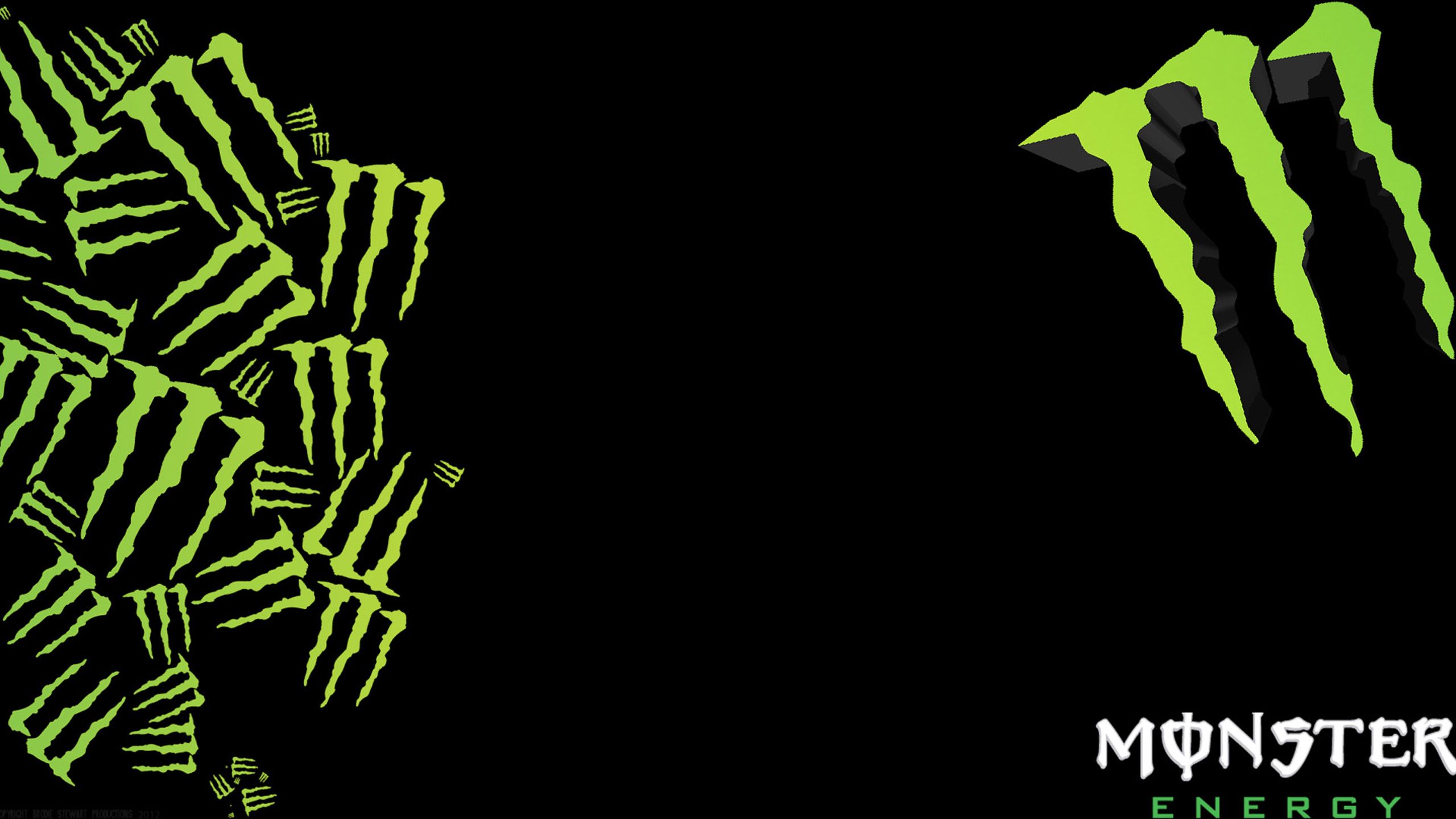 Logo Monster Energy verde nero, 2560x1440 2K, Desktop