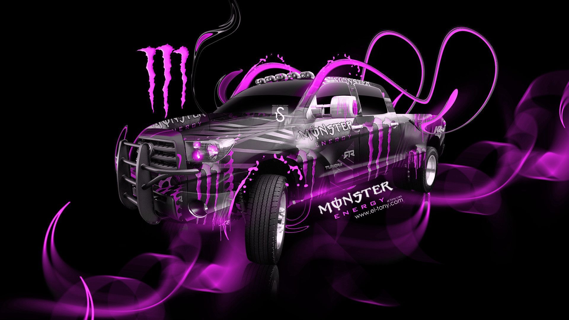 Auto Monster Energy fumo viola, 1920x1080 1080p, Desktop