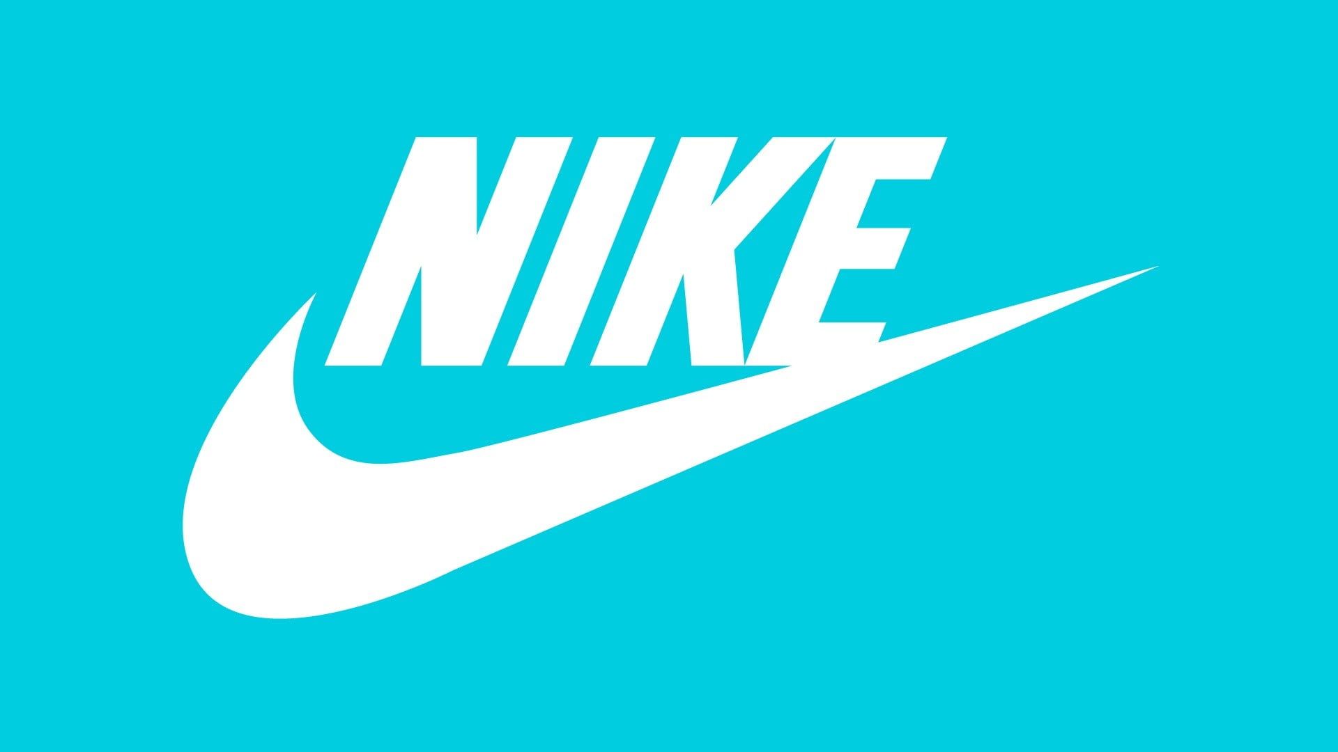 Logo Nike bianco sfondo ciano, 1920x1080 1080p, Laptop