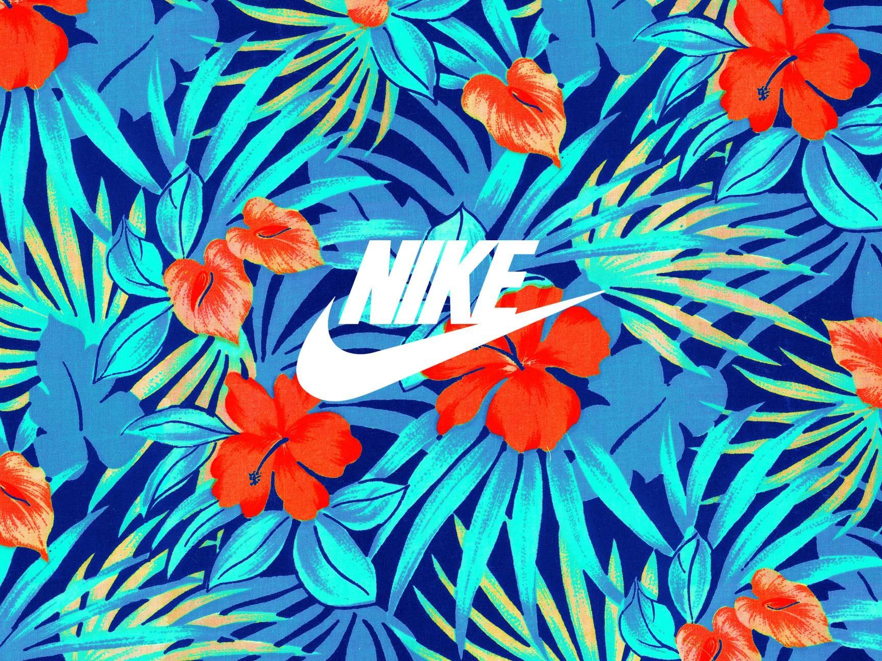 Logo Nike fiori tropicali blu, 1728x1296 900p, PC