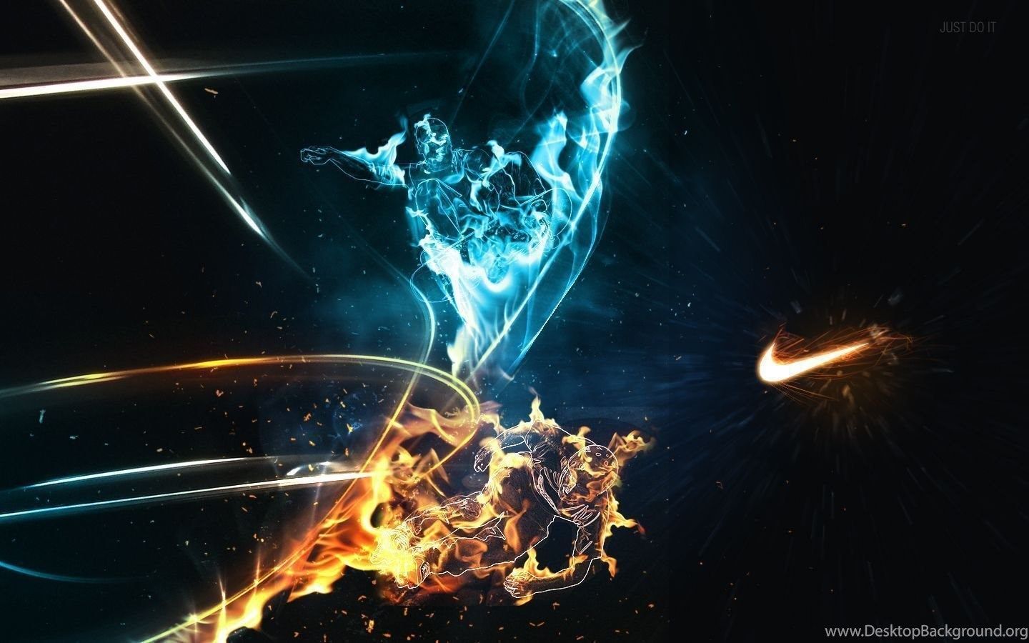 Logo Nike giallo sfondo nero, 1360x768 HD, Desktop