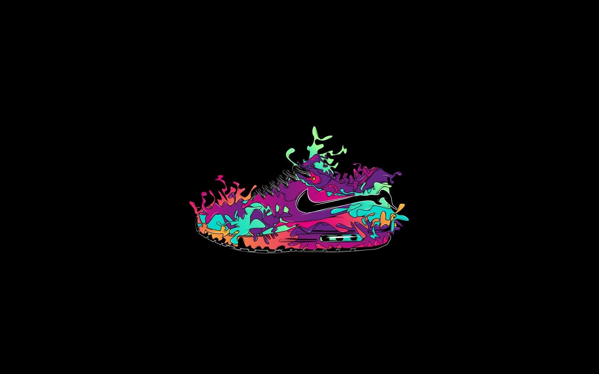 Scarpe Nike arcobaleno sfondo nero, 1024x1024 HD, Desktop