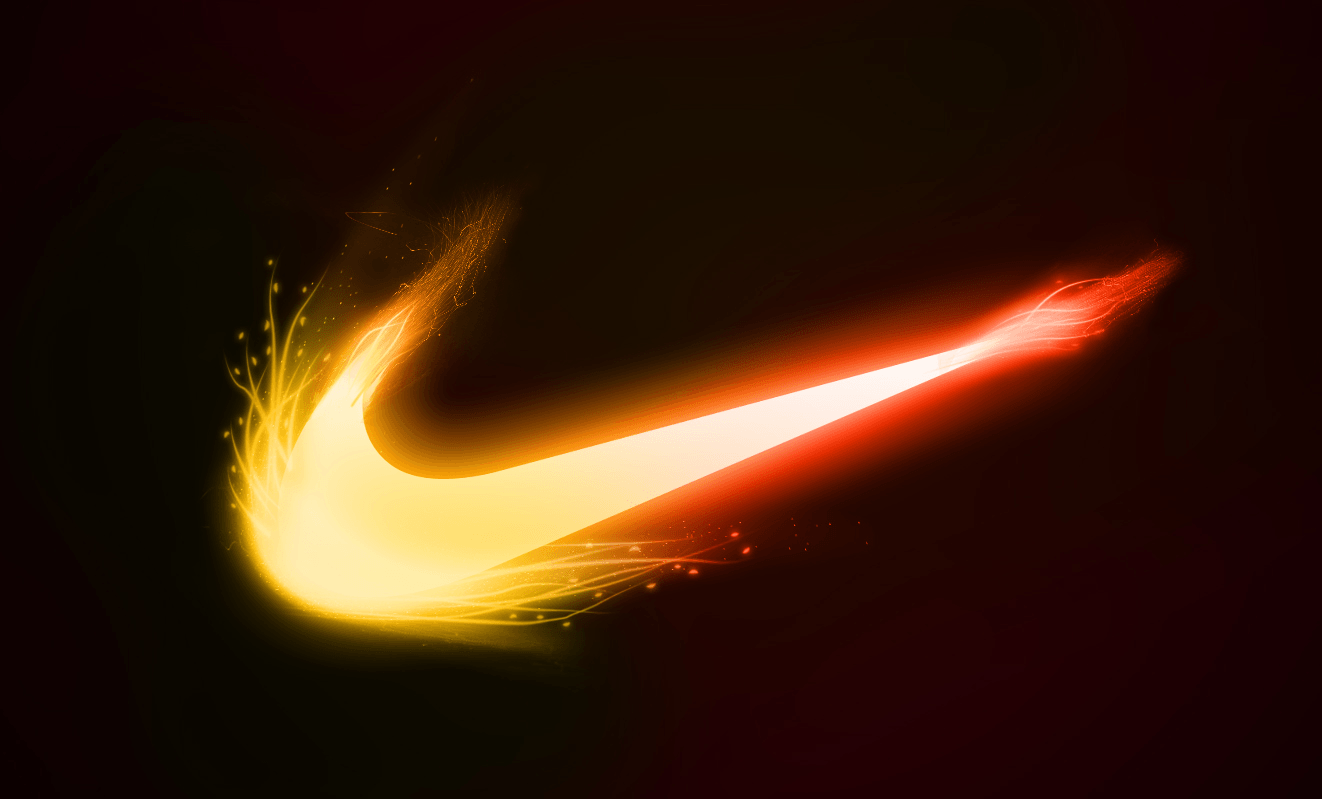 Logo Nike fiamma arancione, swoosh, 1322x799 720p, PC