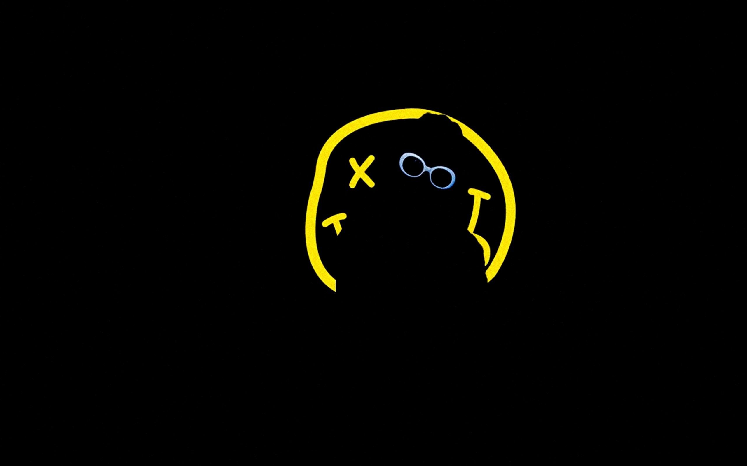 Logo Nirvana faccia sorridente gialla, grunge, 2560x1600 2K, PC
