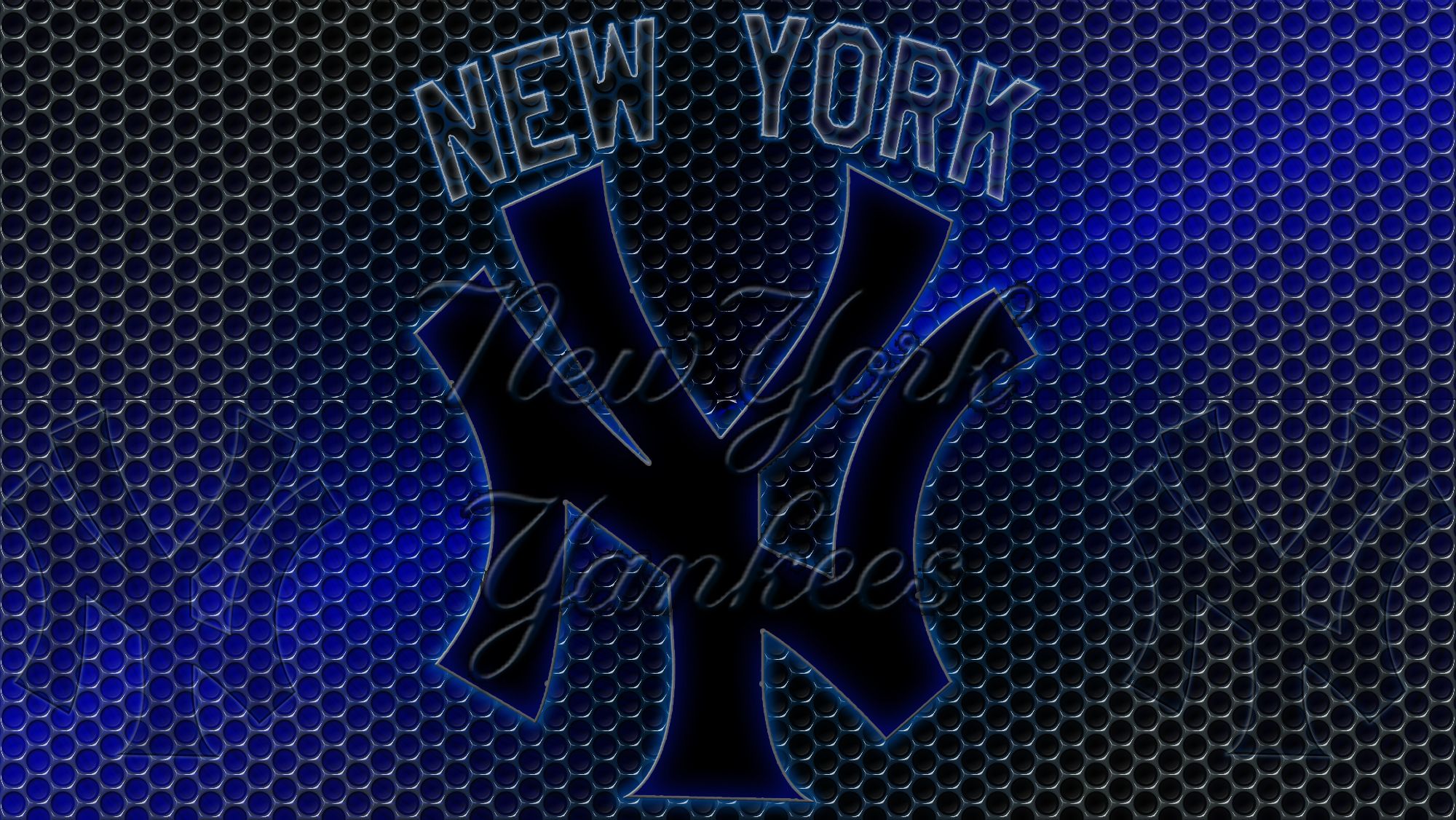 Logo NY Yankees blu, 2000x1126 2K, Desktop
