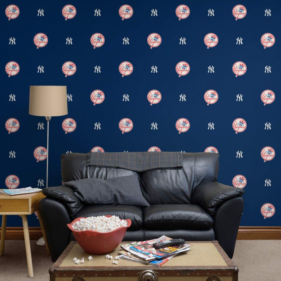 Logo NY Yankees pattern blu, 900x900 HD, Desktop