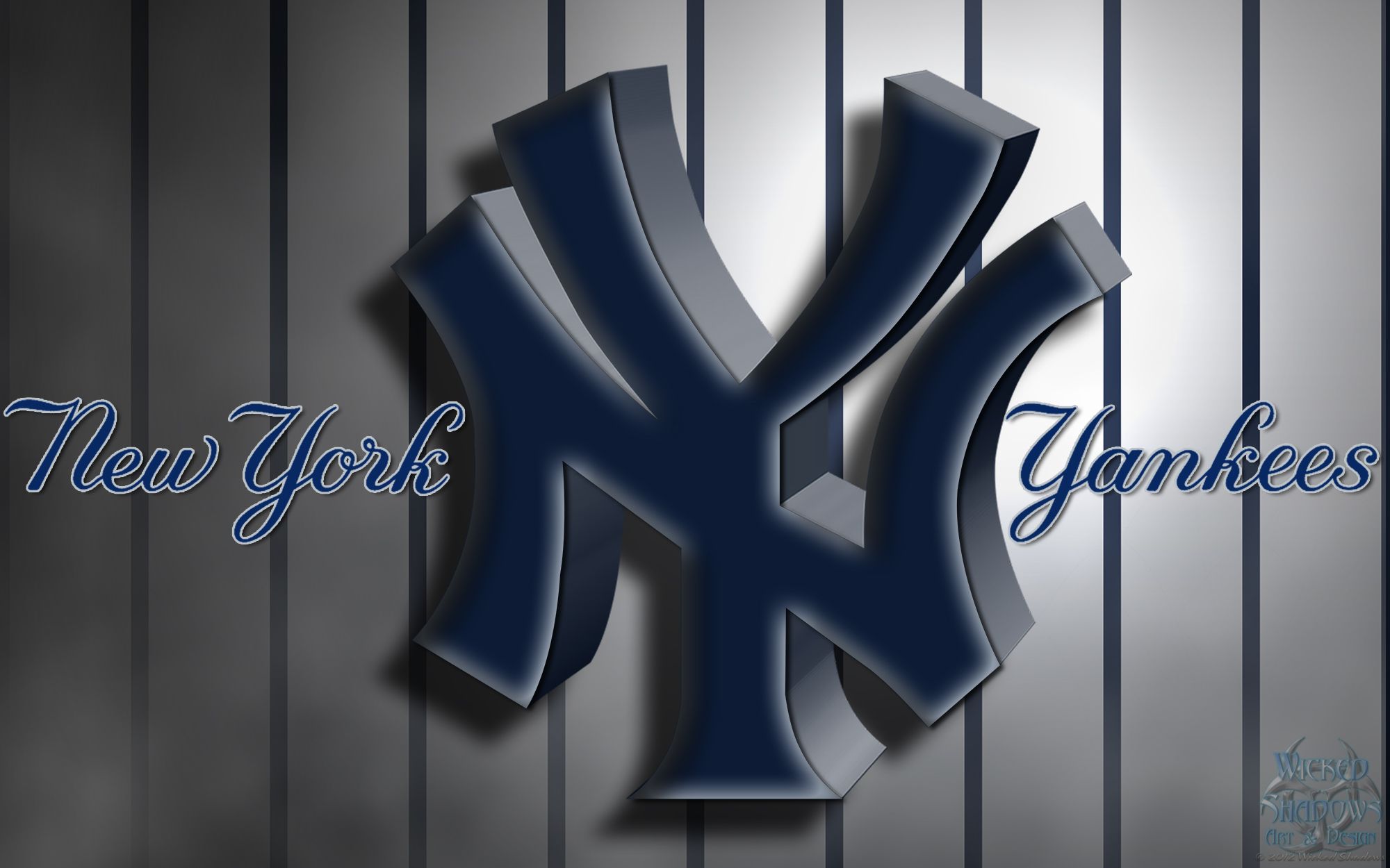 Logo NY Yankees 3D grigio, 2000x1250 Hi-Res, Laptop