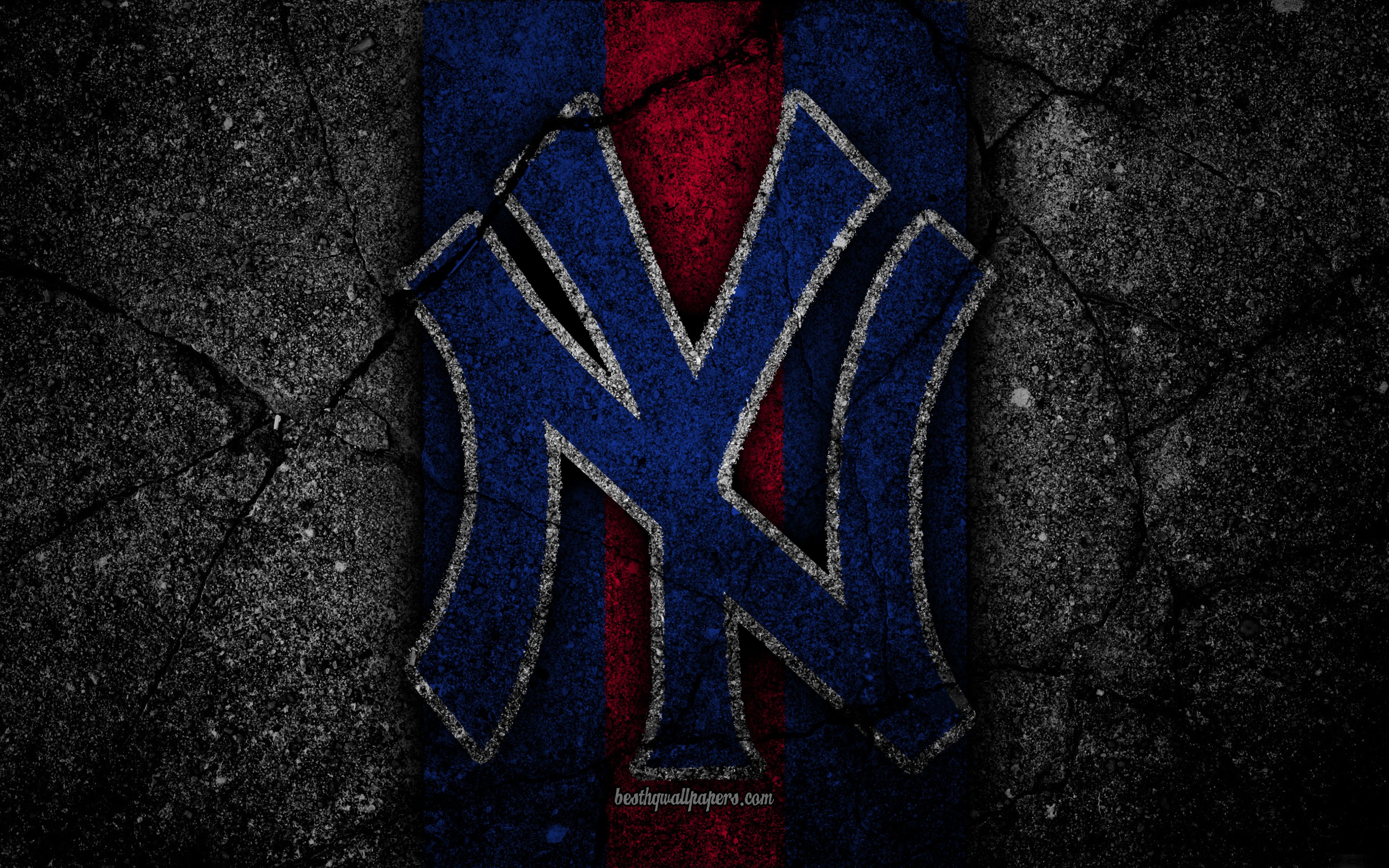 Logo NY Yankees su asfalto, 3840x2400 4K Ultra HD, Monitor 4K