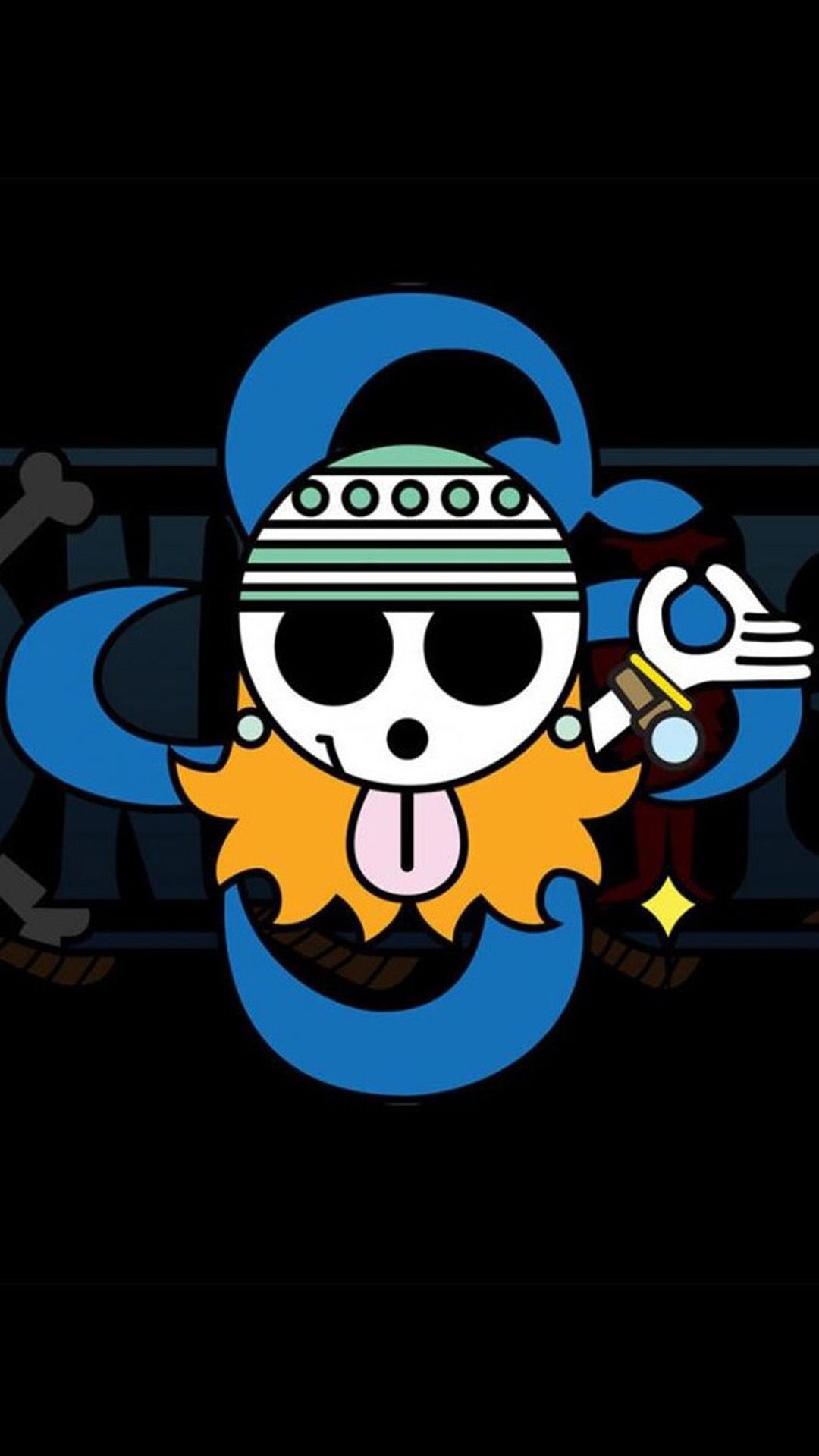 Logo teschio One Piece blu, 1080x1920 Verticale, Mobile