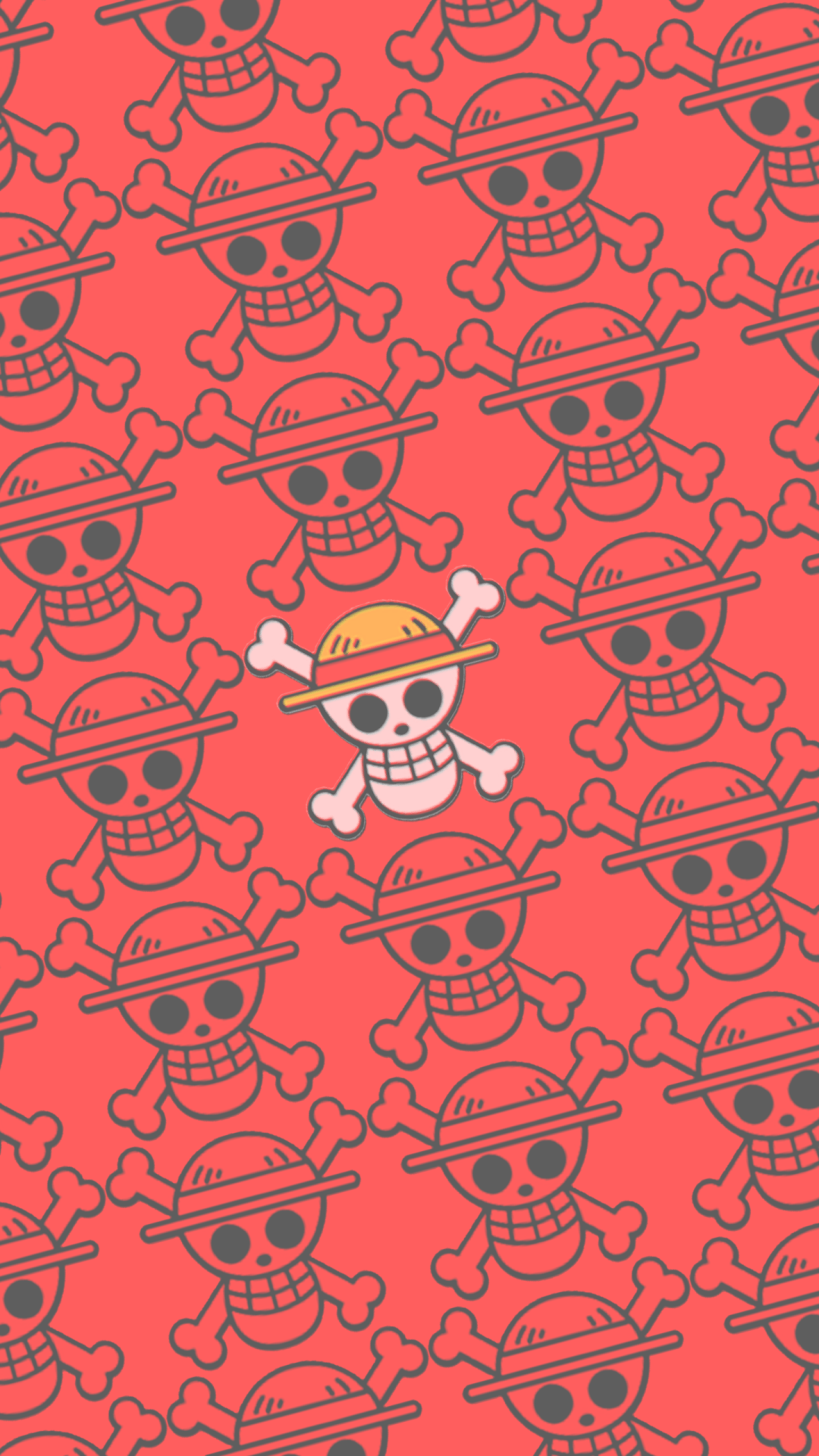 Logo teschio One Piece rosso, 1080x1920 Verticale, Mobile