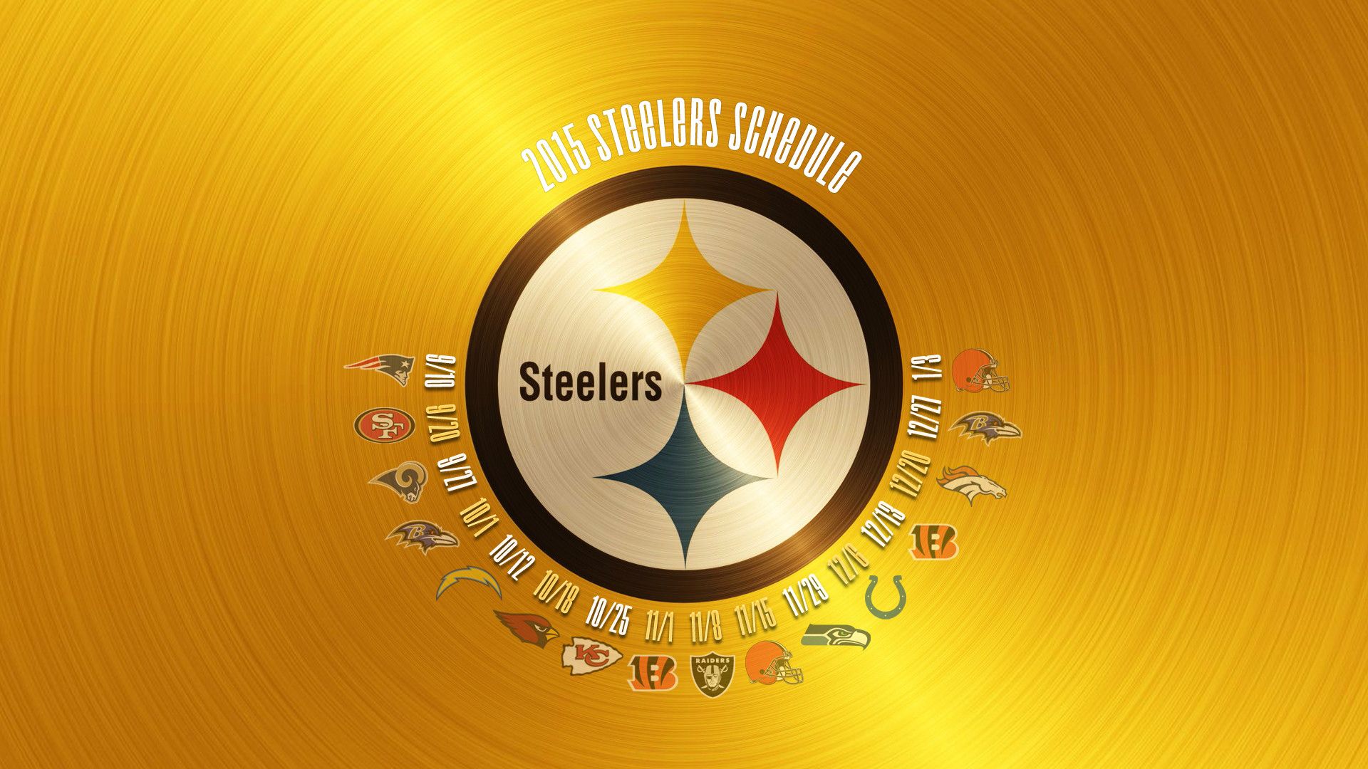 Logo Pittsburgh Steelers sfondo dorato, 1920x1080 Full HD, PC