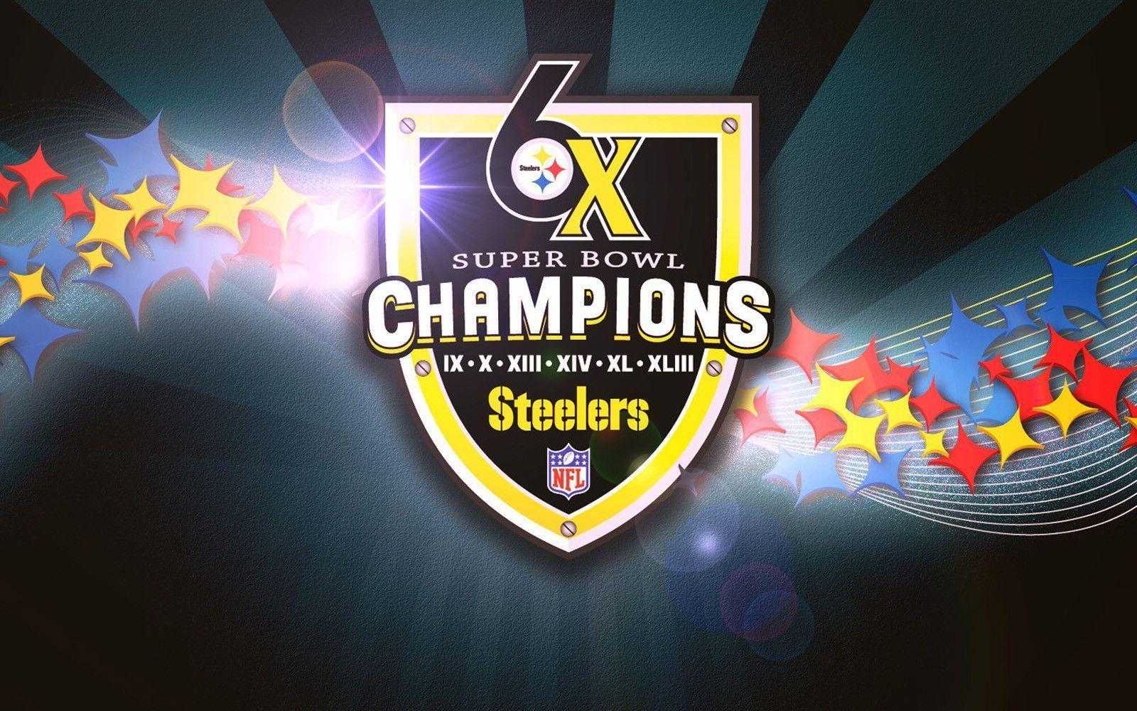 Logo Steelers 6x Champions, Pittsburgh Steelers, 1600x1000 HD Ready, Laptop