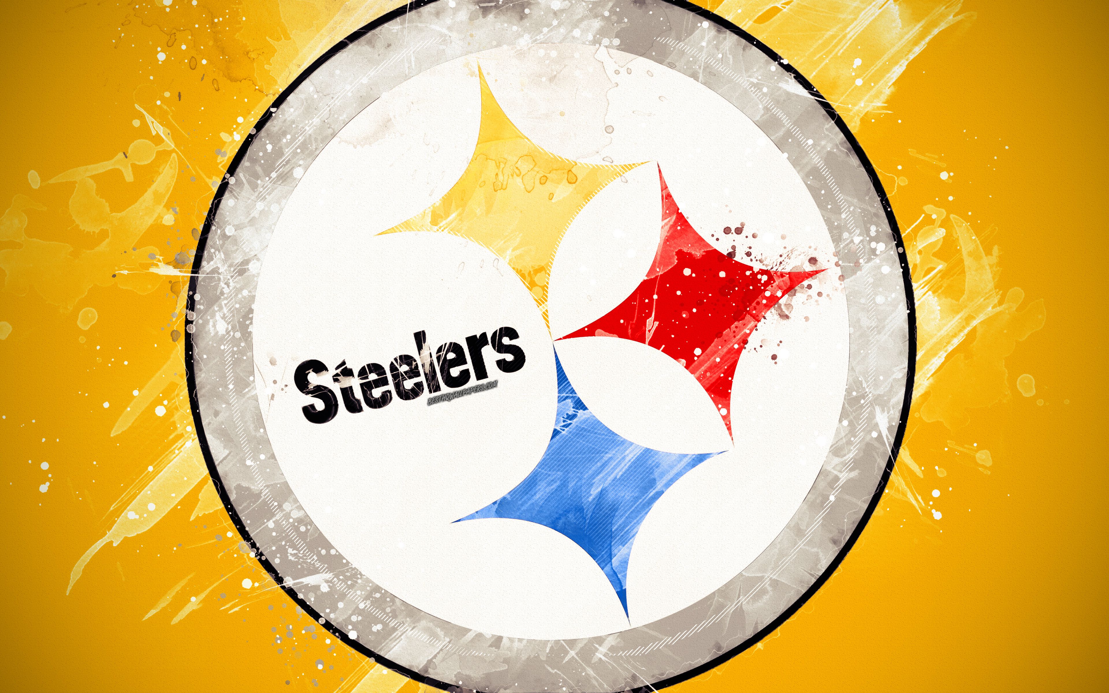 Logo Pittsburgh Steelers grunge, 3840x2400 4K Ultra HD, Monitor 4K