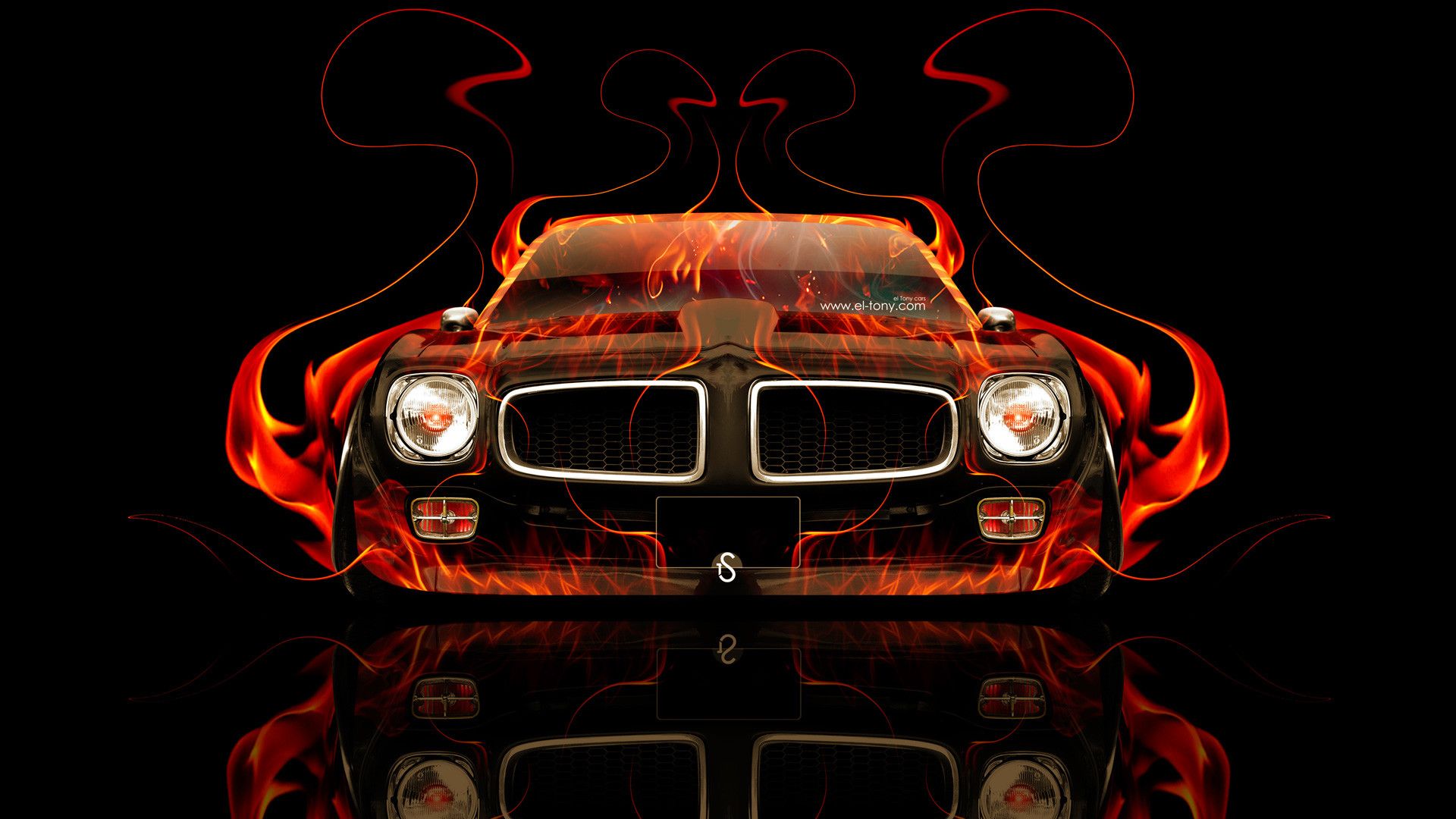 Pontiac Firebird fiamme fronte auto, muscle car, 1920x1080 1080p, Desktop